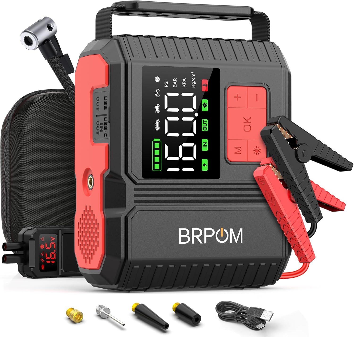 Car Jump Starter with Air Compressor, 9000A Peak 26800mah (Up to All Gas or 12.0L Diesel Engine