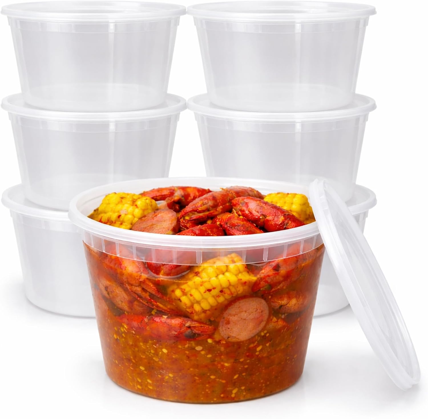 32 oz [20-Pack] Microwavable Plastic Deli Food Storage Containers with Lids