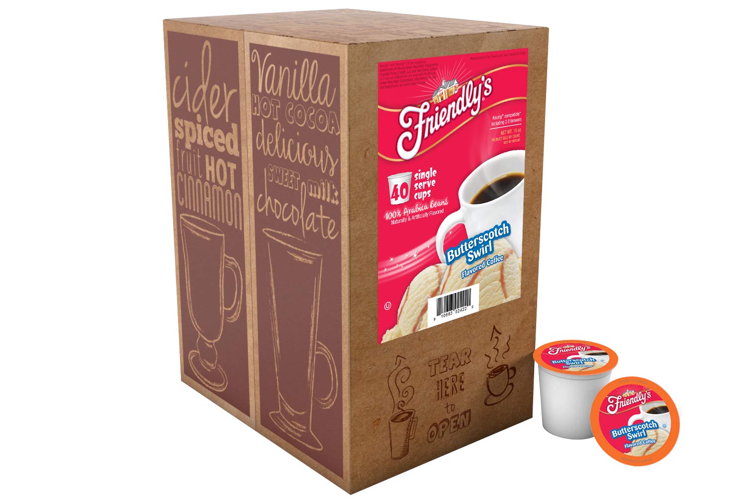 Friendly's Chocolate Mint Ice Cream Flavored Coffee Pods for Keurig K Cup Brewers, Mint Chocolate Chip, 40 Count (Pack of 1)