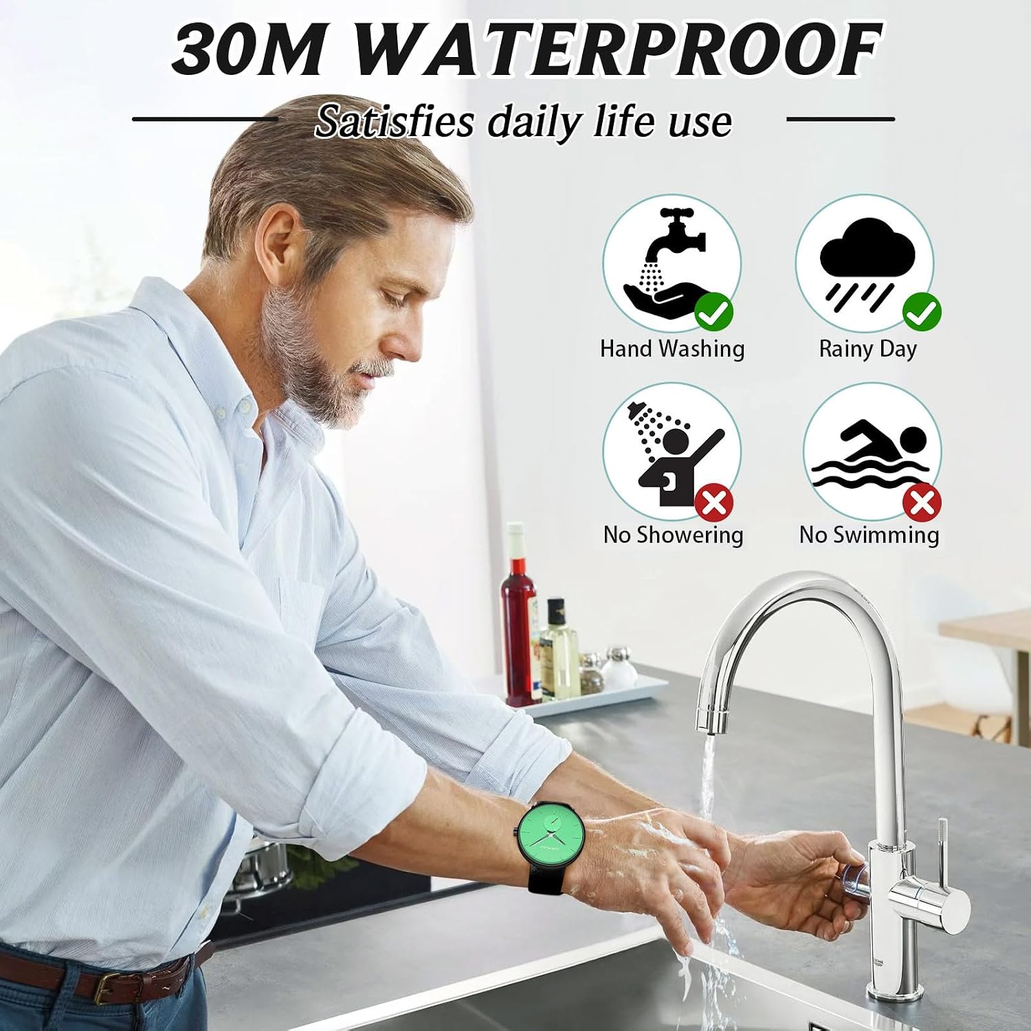 Mens Watches Ultra-Thin Minimalist Waterproof-Fashion Wrist Watch for Men Unisex Dress with Leather Band