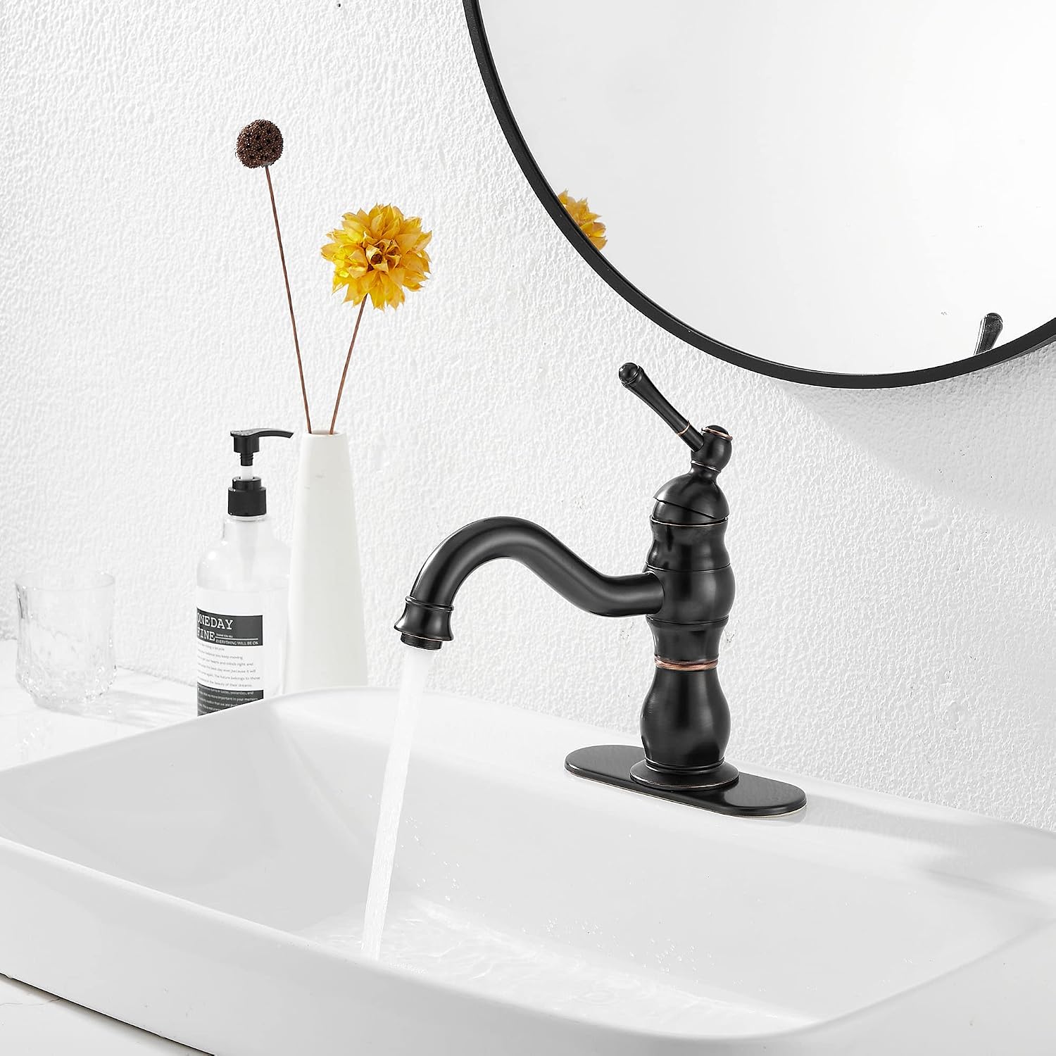 Oil Rubbed Bronze Bathroom Faucet Single Handle One Hole