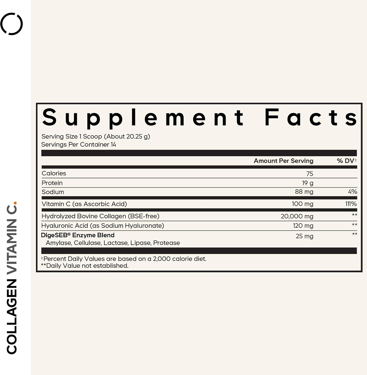 Codeage Collagen Peptides Powder, Vitamin C, Hyaluronic Acid, 10 oz