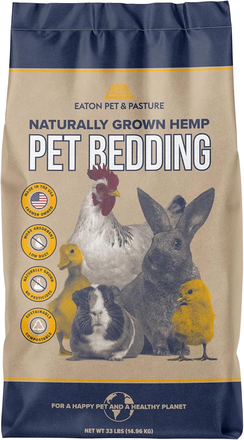 Eaton Pet and Pasture USA-Grown Hemp Bedding for Chickens & Rabbits, 8 Lbs