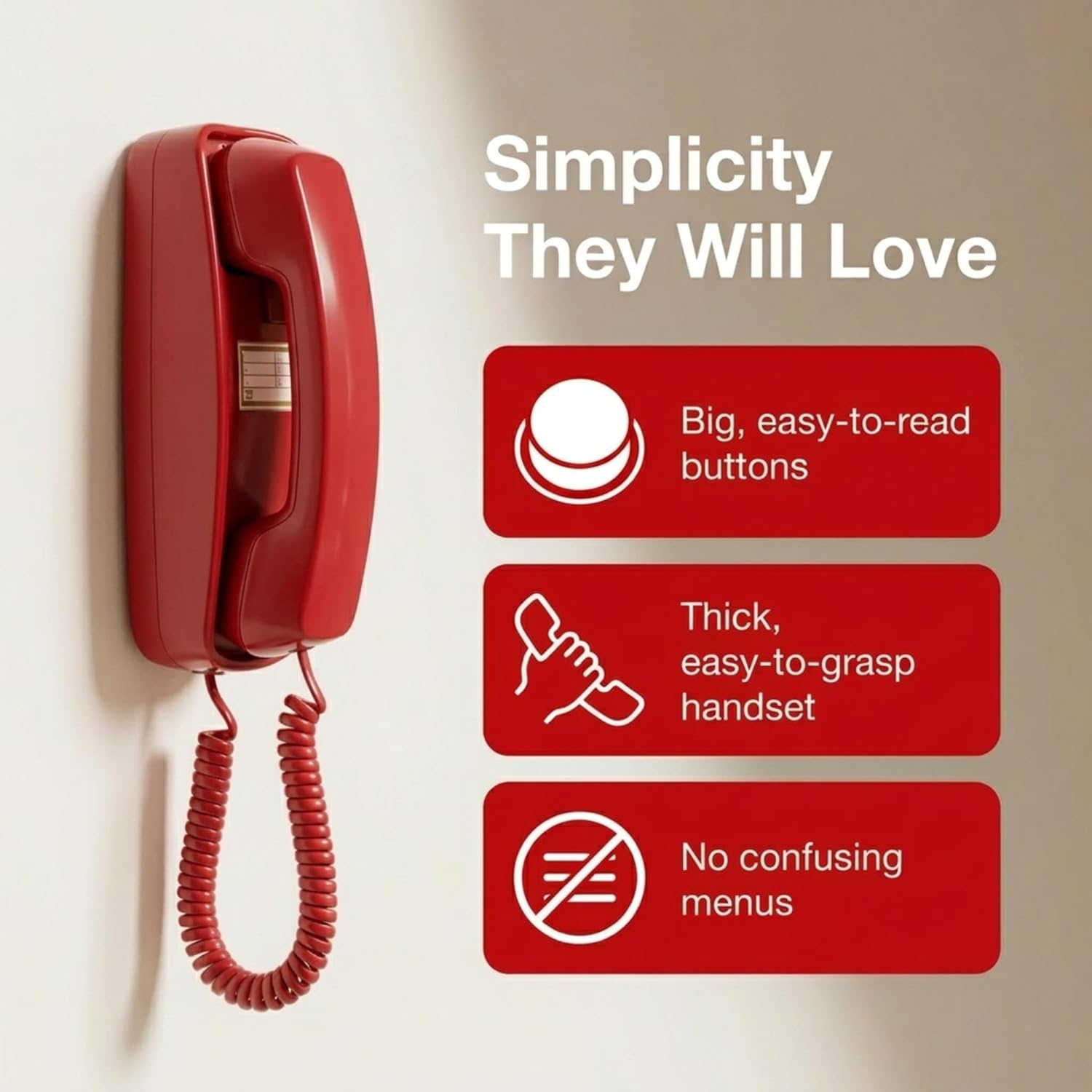 iSoHo Big Button Corded Phone for Seniors – Easy-to-Use Landline with Lighted Keypad, Ergonomic Handset & No Power Needed – Retro Home Phone for Elderly, Visually Impaired & Hard of Hearing | Telephone for seniors, visually impaired, lighted keypad, redi…