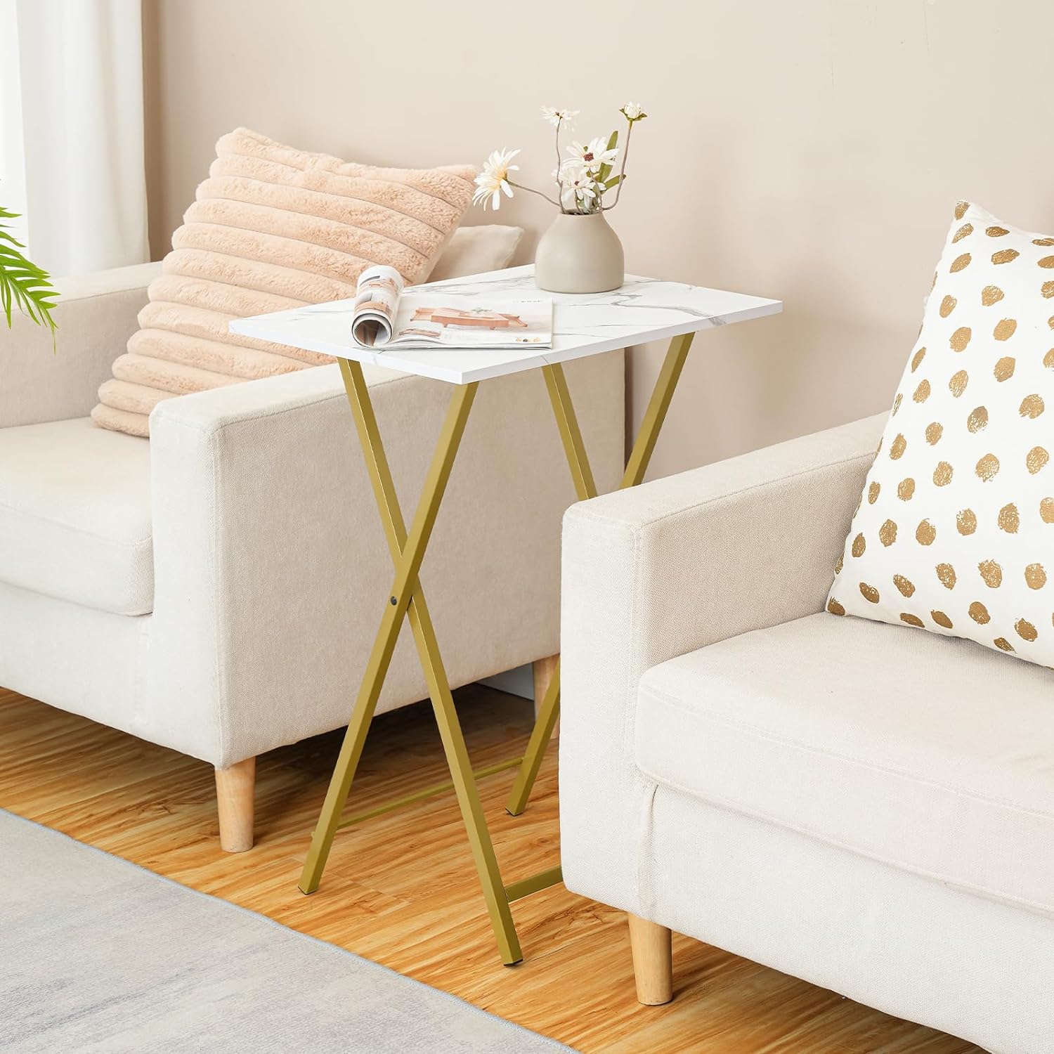 HOOBRO Folding TV Table, TV Tray, Stable Snack Table for Small Space, Portable Sofaside Desk, Easy Assembly and Storage