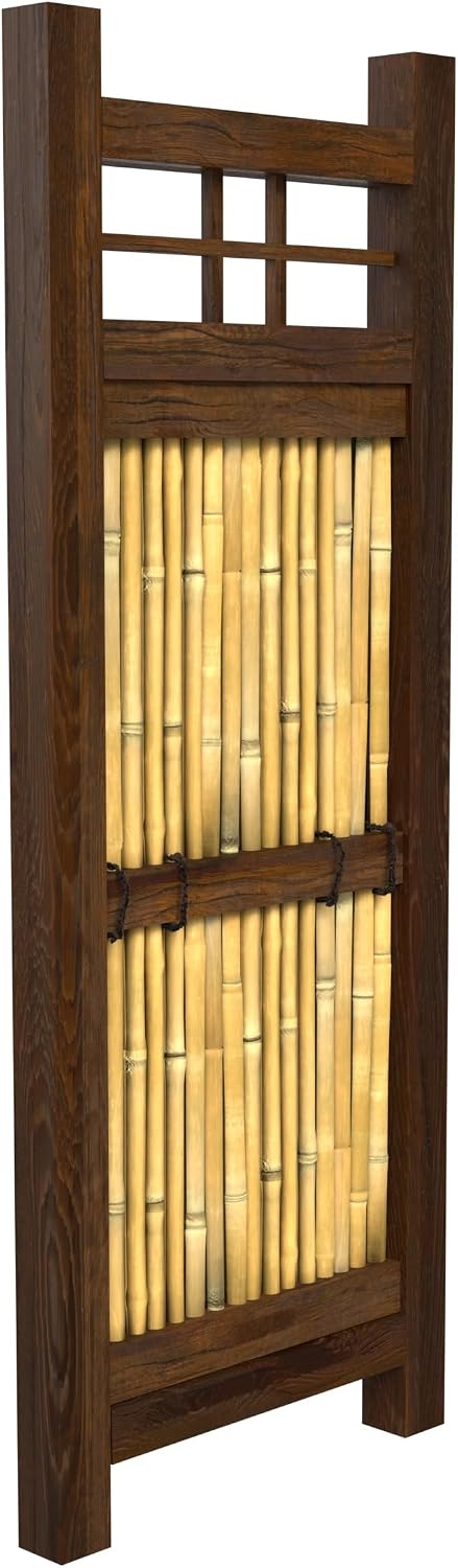 Red Lantern 4 x 1.5 ft. Japanese Bamboo Kumo Fence Panel, 4ft. x 2ft, Brown