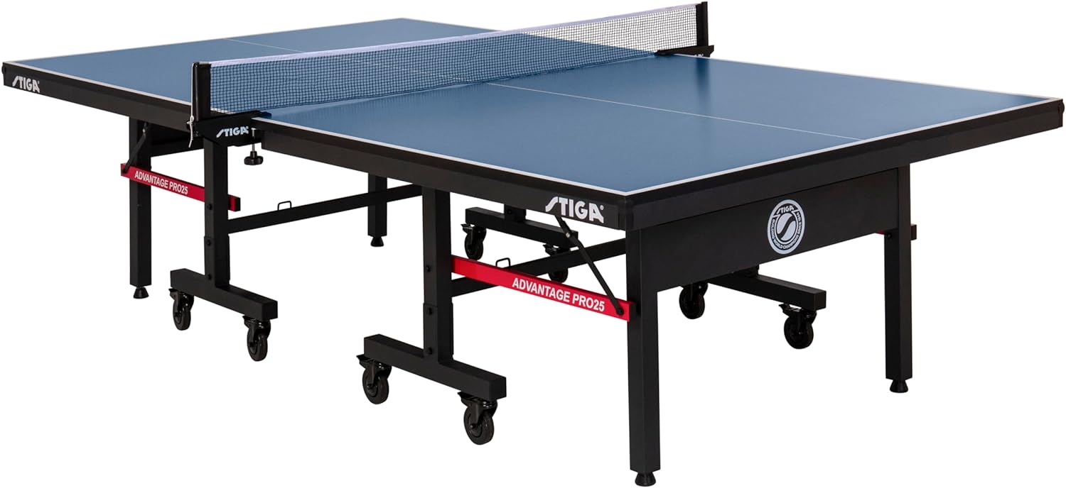 STIGA Advantage Series Indoor Ping Pong Table, Foldable Table Tennis Table - 13, 15, 18, and 25mm Tabletops - Quickplay 10 Minute Assembly - Playback Mode - Recreational- to Tournament-Level