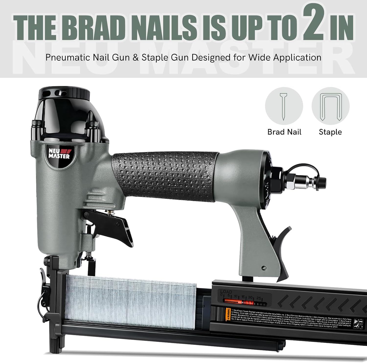 NEU Master Nail Gun, 2 in 1 Pneumatic Brad Nailer/Staple Gun