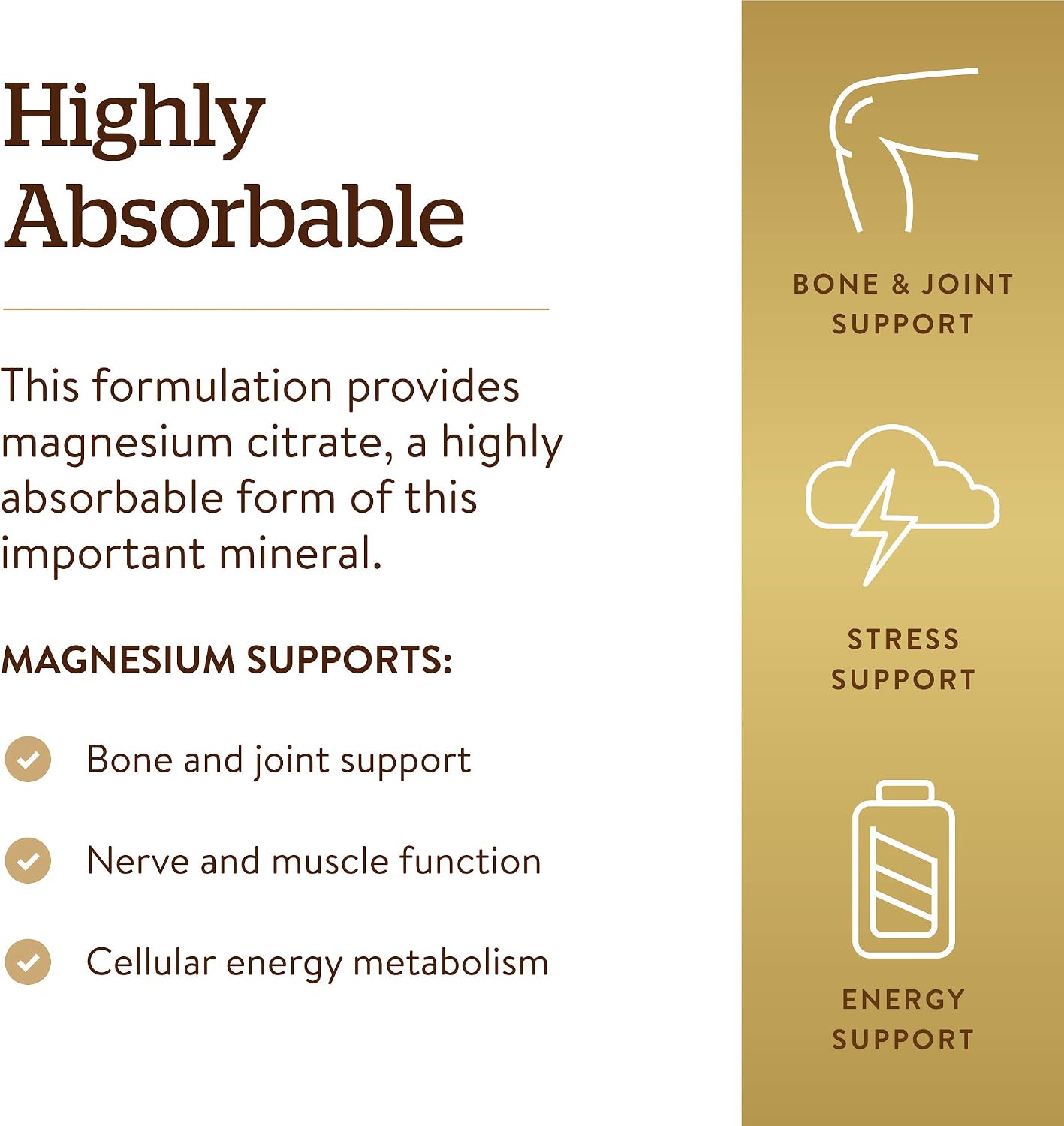 Solgar Magnesium Citrate, 120 Tablets - Promotes Calm, Non-GMO, Gluten Free | Supports Muscle Function and Relaxation, Gluten Free - 120 Tablet Serving
