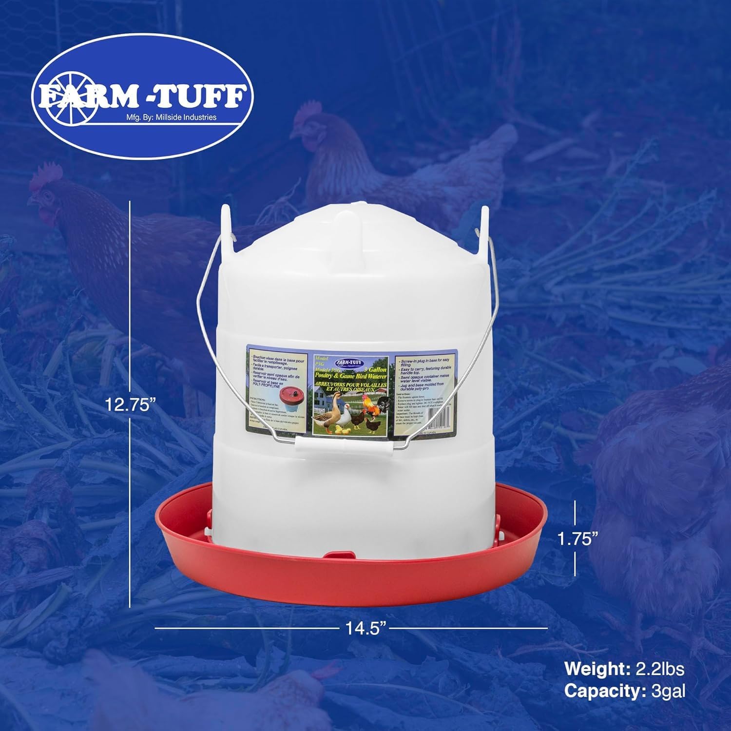 FARM-TUFF Plastic Easy Fill Poultry Waterer