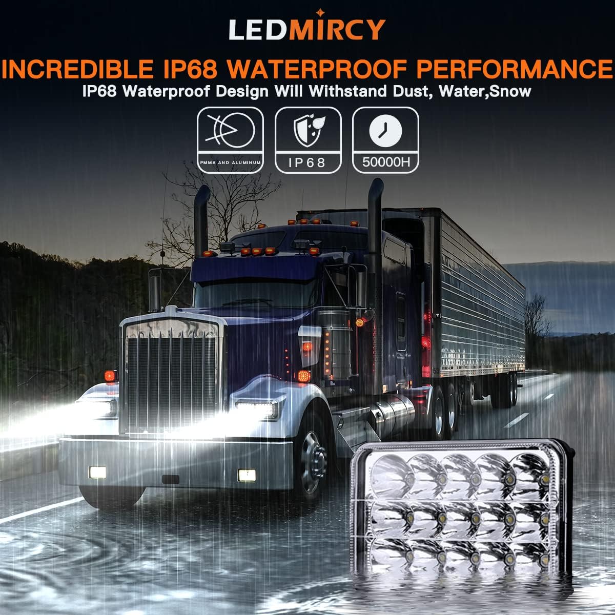 LEDMIRCY 5x7 LED Headlights, H6054 LED Headlights Hi/Lo Sealed Beam 2PCS