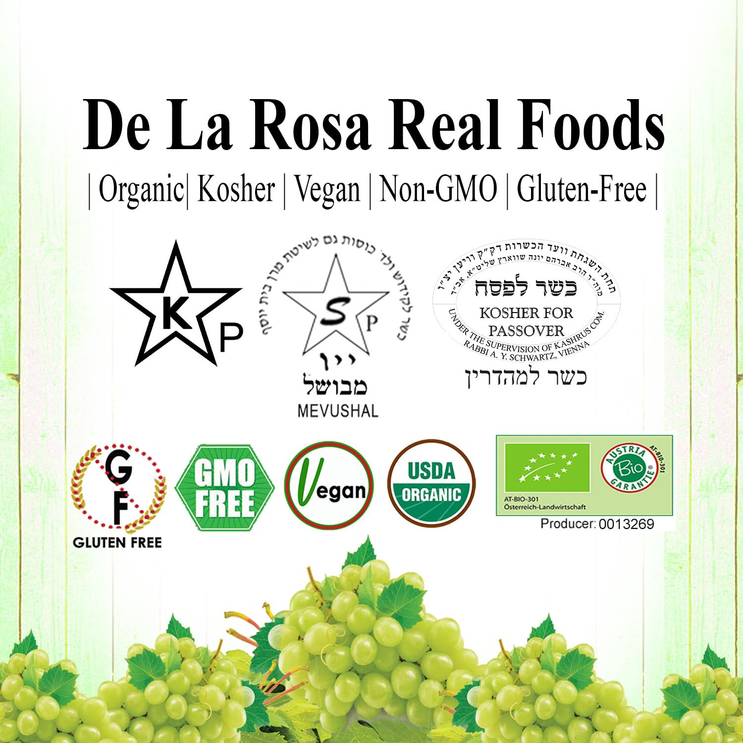 De La Rosa Organic Austrian Kosher Red Grape Juice (25.4 oz - 2pack)