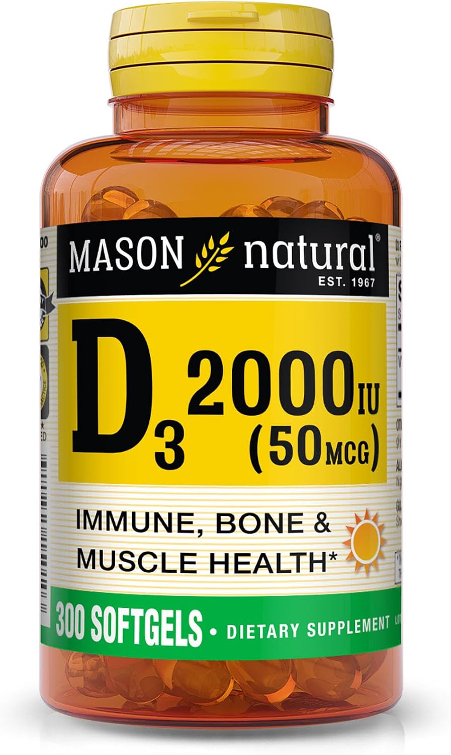 MASON NATURAL Vitamin D3 2000 IU Ultra Strength, 180 Day Supply