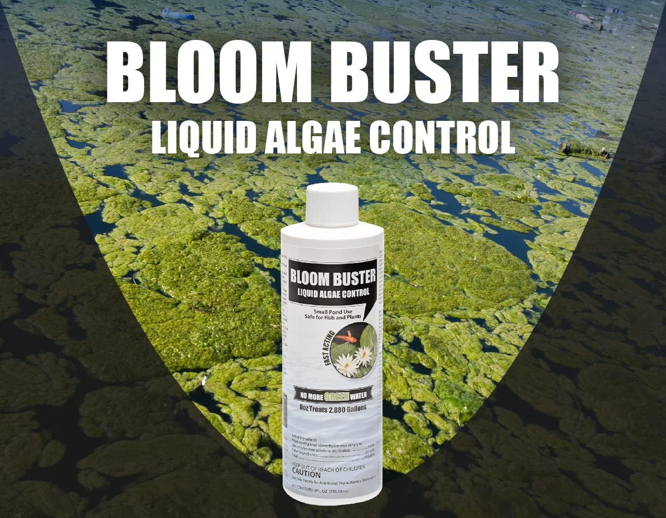 Bloom Buster Algae Control for Fish Ponds & Water Gardens - 8 Ounces - Safe for Koi Fish, Goldfish & Plants - Controls Algae in Ponds & Water Features