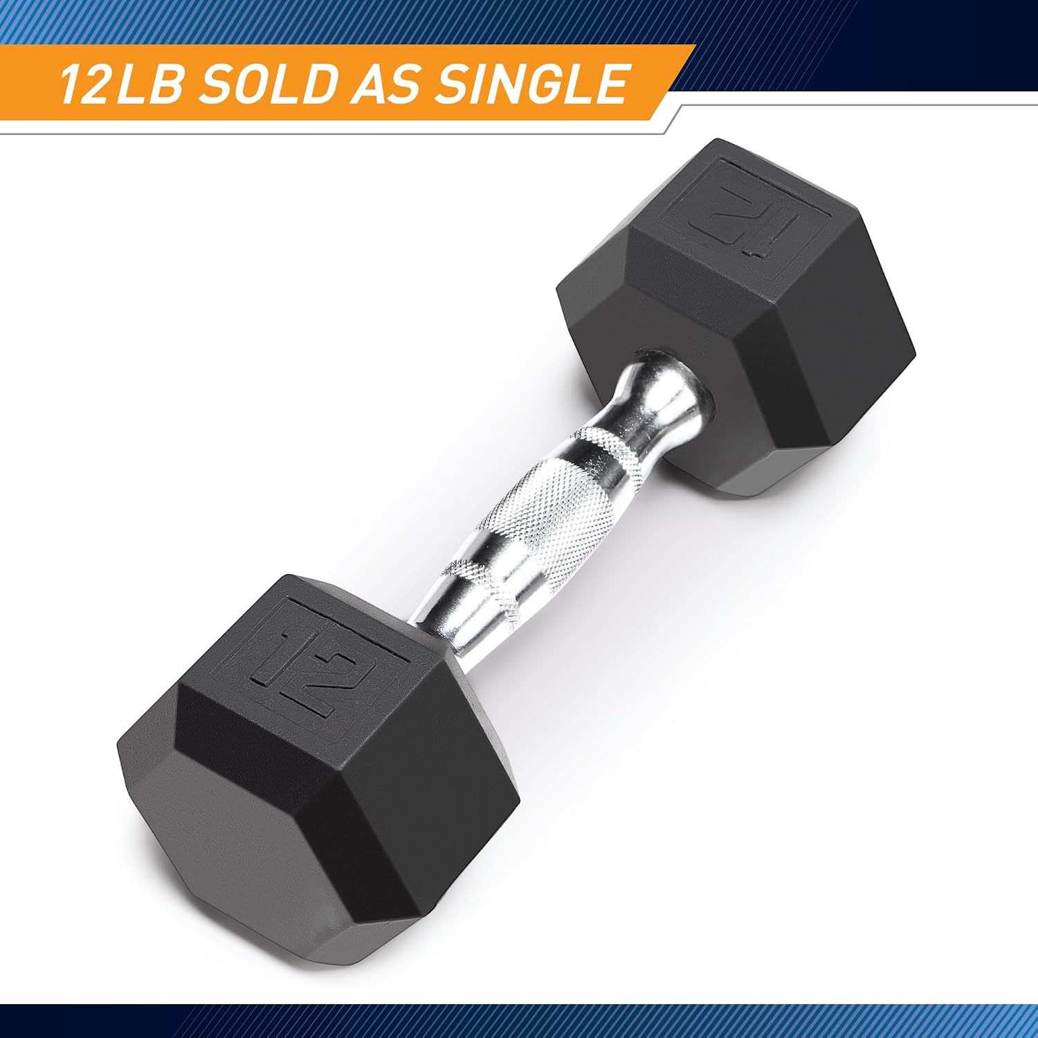 Marcy Classic Rubber Hex Dumbbell with Knurled Grip for Strength Training and Bodybuilding, 5lb - 50lb Single Dumbbell for Exercise & Fitness, Sold Individually