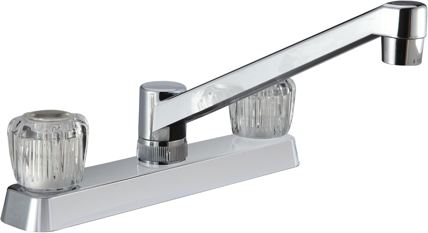 Dura Faucet DF-PK600S-BQ RV Two Handle Kitchen Sink Faucet (Bisque) | Smoked acrylic knobs give smooth, precise control of flow. Bisque Parchment. Plated ABS plastic (not metal).