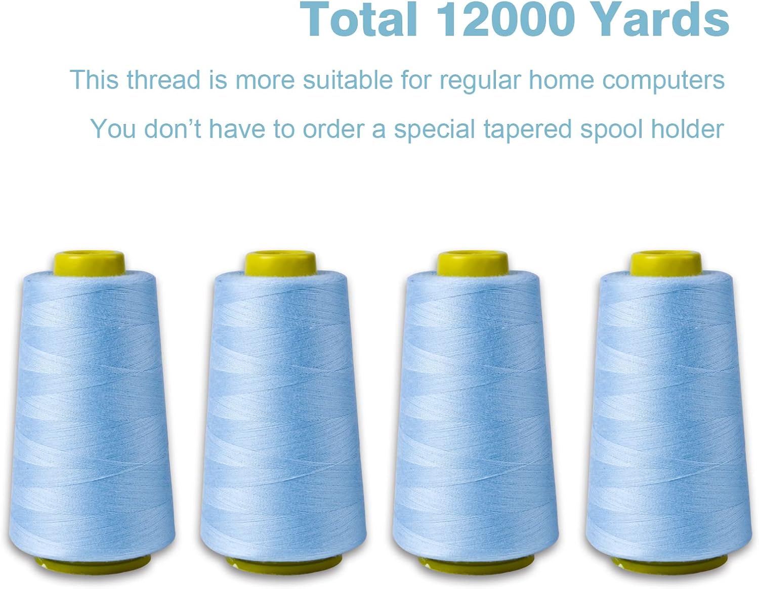 Black Serger Thread, All-Purpose Thread for Sewing, Polyester, 4 Cones of 3000 Yards Each Spool for Sewing Machine