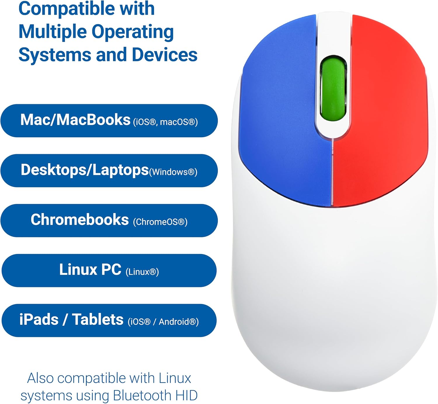 Clevy Kids Mouse - Colorful Ergonomic Bluetooth Computer and Laptop Kids Mouse for School and Home Computer Use - Wireless Children Friendly