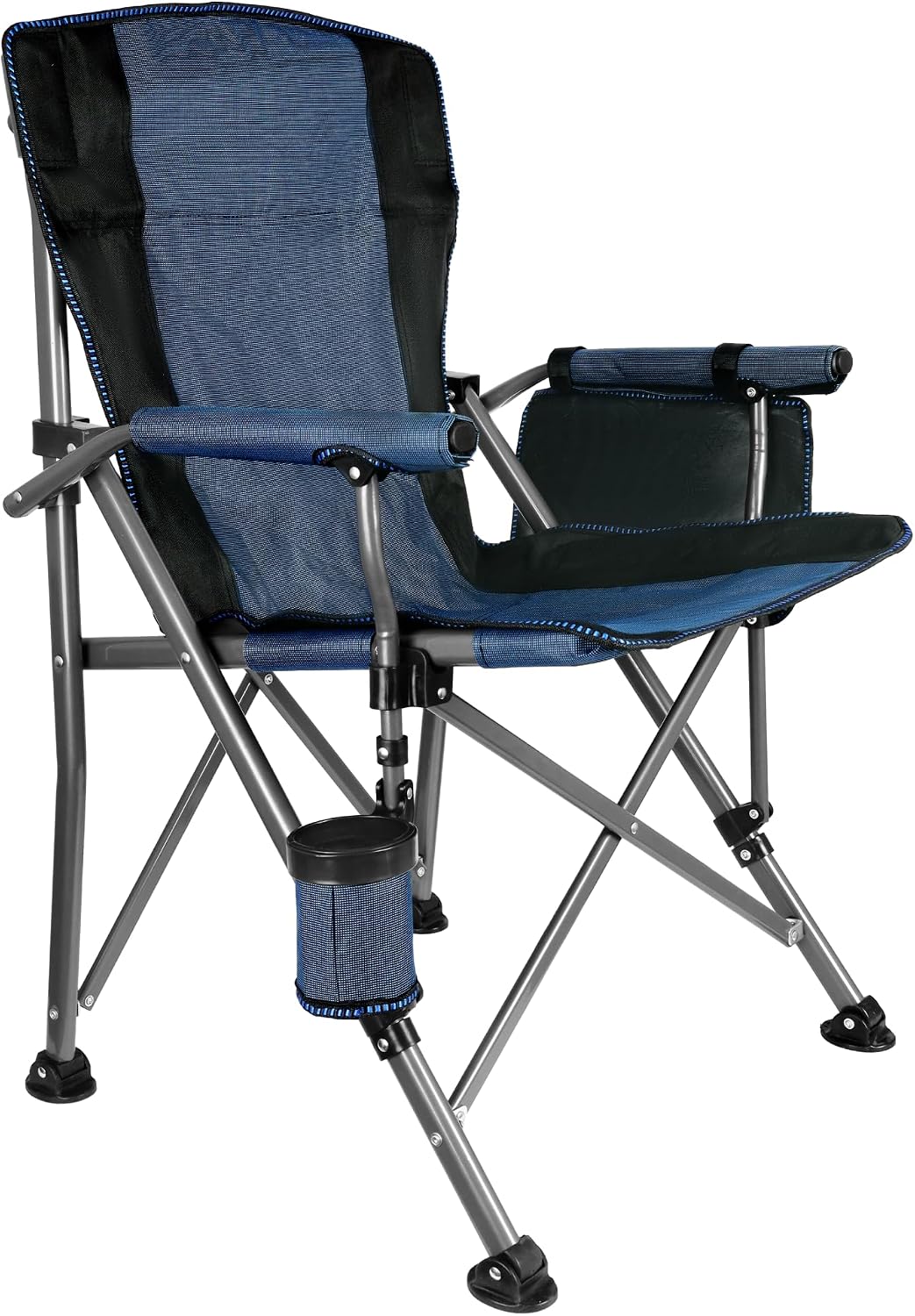 Adjustable Back Folding Camping Chair for Camp, Picnic, Lawn, Fishing | Adjustable Back; Weight Capacity 400 LBS;Hard Arm Portable Chair;Cup Holder;Storage Bag;carrying bag