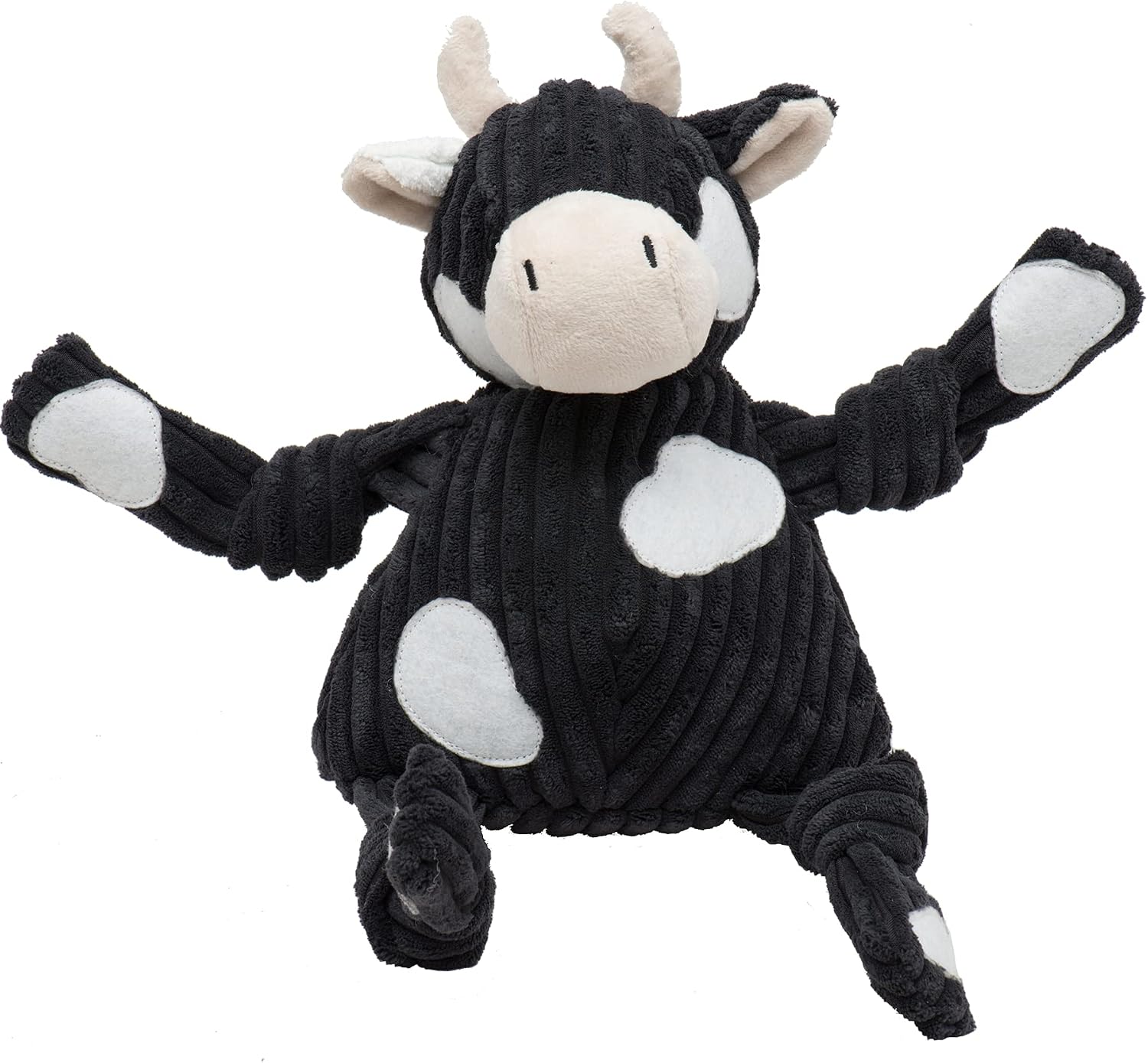 HuggleHounds Knottie Plush Dog Toy - Dog Stuffed Animal Toy, Squeaky Puppy Toys, for Small, Medium & Large Dogs, Durable Plush to Keep Them Busy - Dottie Cow, Large