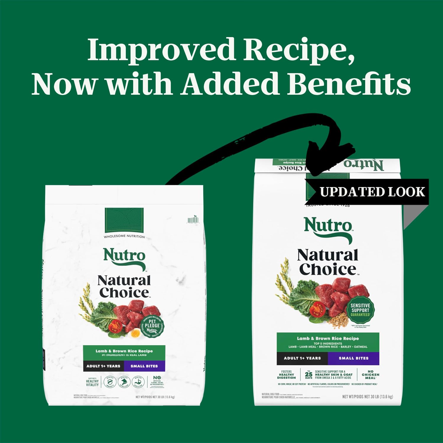 Nutro Natural Choice Small Bites Dry Dog Food, Lamb & Rice, 5 lb | Non-GMO, Real lamb #1 ingredient, no corn, wheat, soy, crafted in USA, supports energy, bones, muscles, dental health, skin