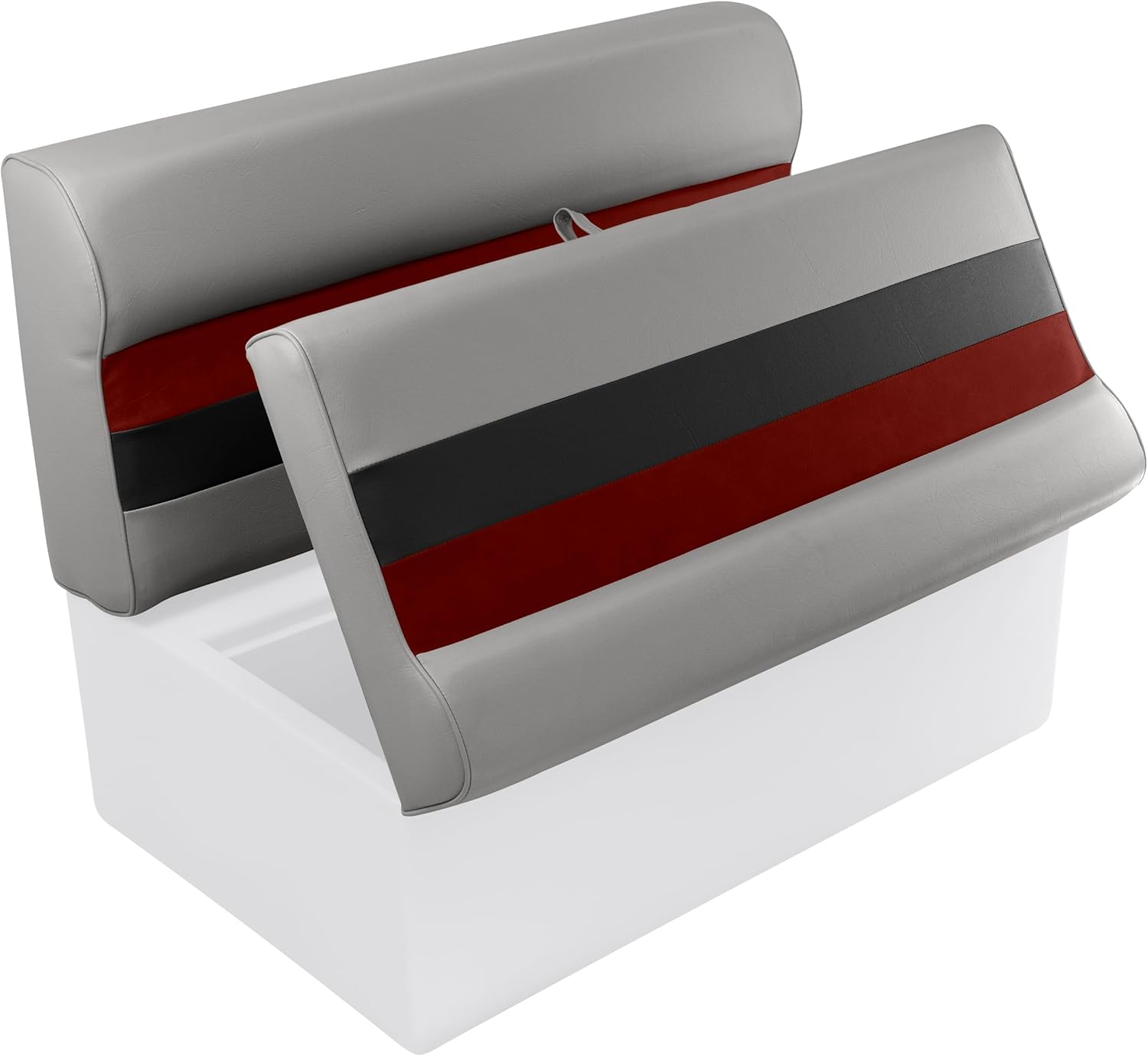 Wise 8WD100-1012 Deluxe Series 37" Pontoon Bench Seat Cushion Set (8WD100-1B-221 Base Required to Complete), Grey/Red/Charcoal