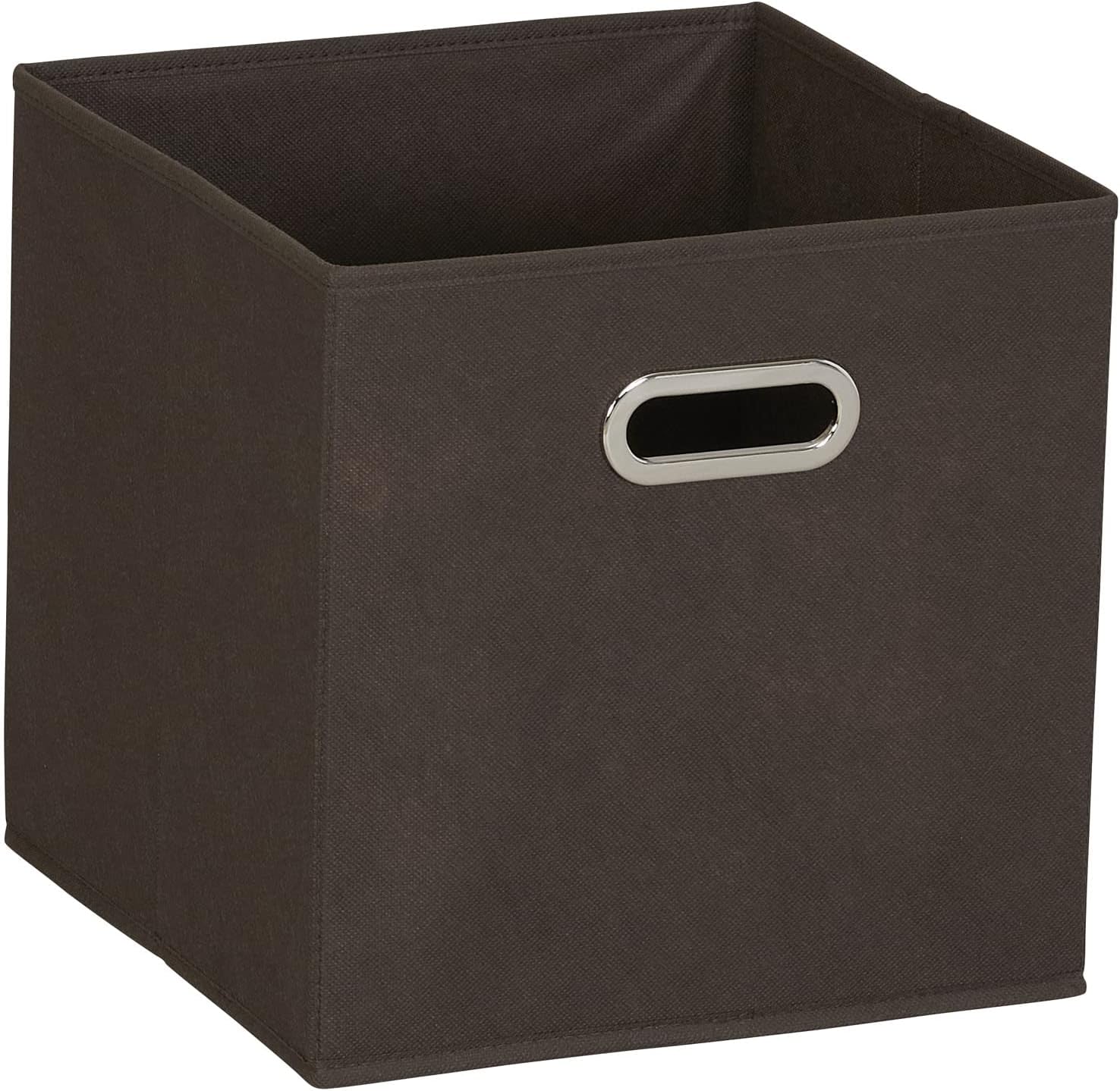 Household Essentials Fabric Storage Bins 6 Piece Set, Strong Poly-Woven Fabric, Sturdy Chipboard Sides, Grommet Front Handle, Stackable and Foldable, Classic Design, Navy