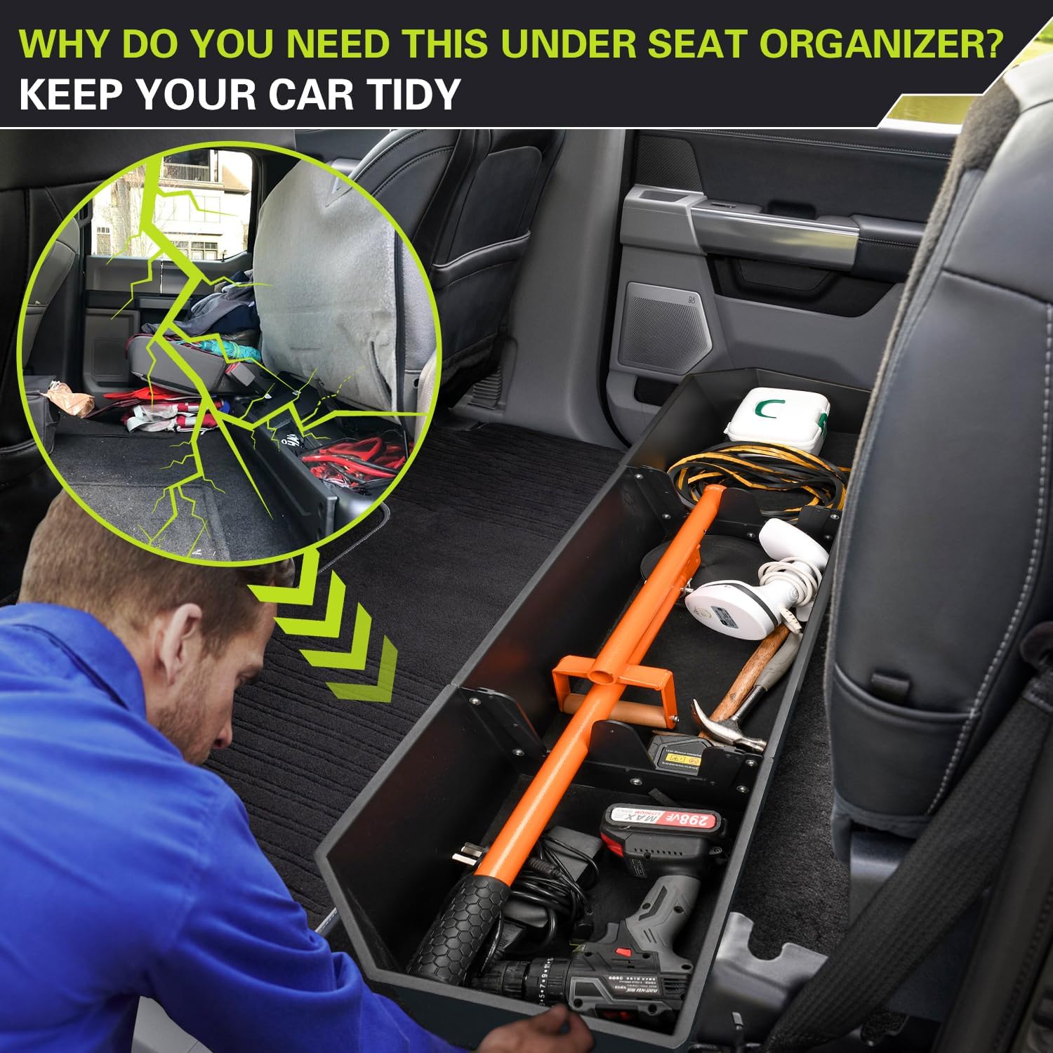TOPOWN Metal Under Seat Storage for Ford F150 SuperCrew/Crew Cab 2015-2026 | for F250 F350 F450 F550 Super Duty 2017-2026