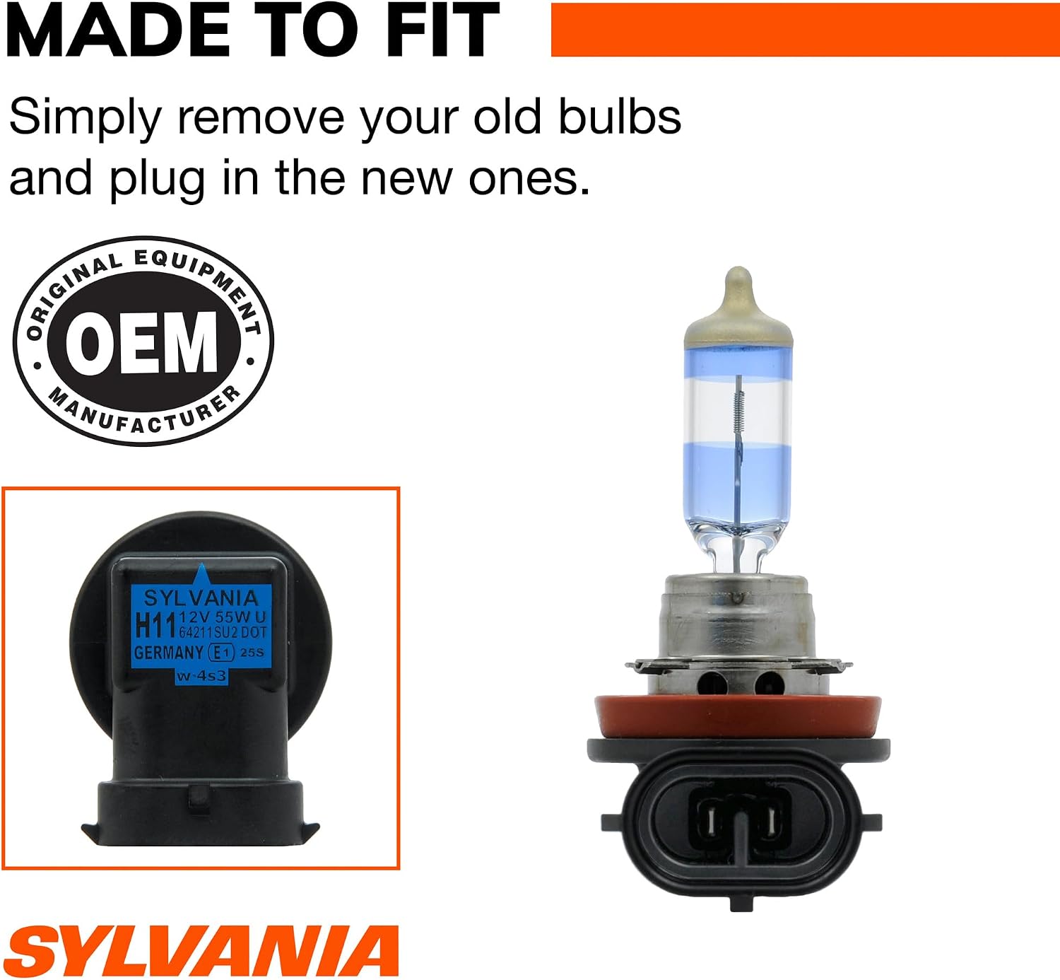 SYLVANIA - H11 SilverStar Ultra - High Performance Halogen Headlight Bulb, High Beam, Low Beam and Fog Replacement Bulb