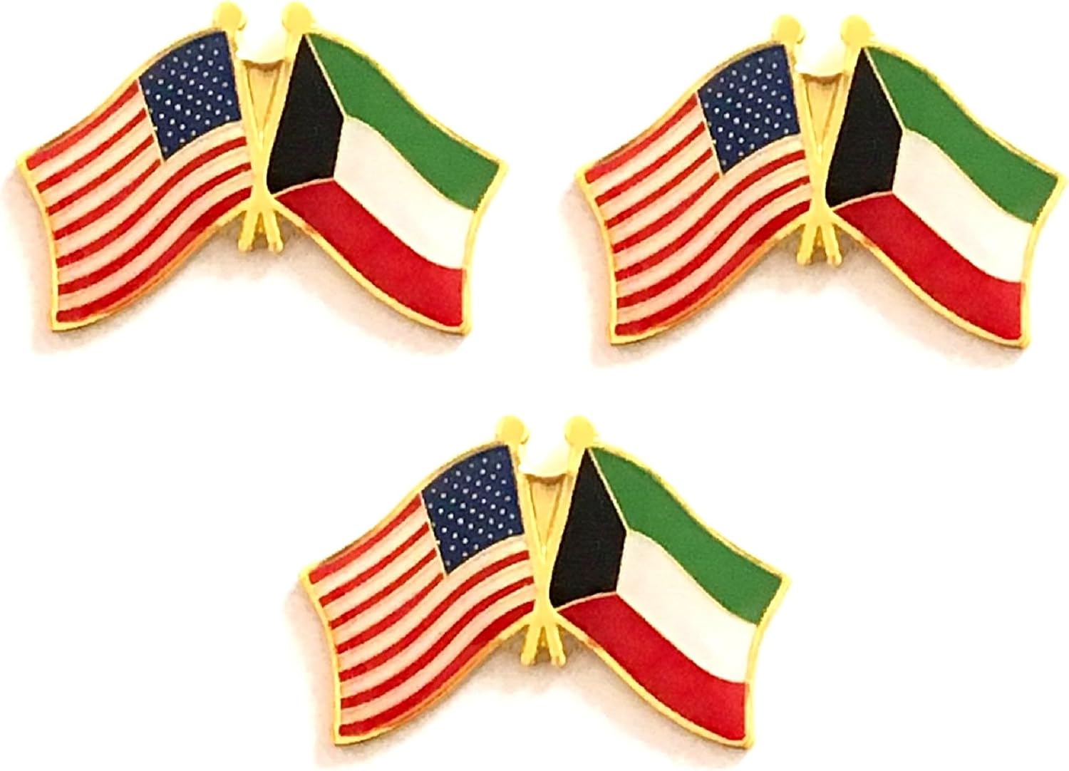3 National Country Flag Crossed Enamel Flag Pins Pack of 3 Friendship Double Flags