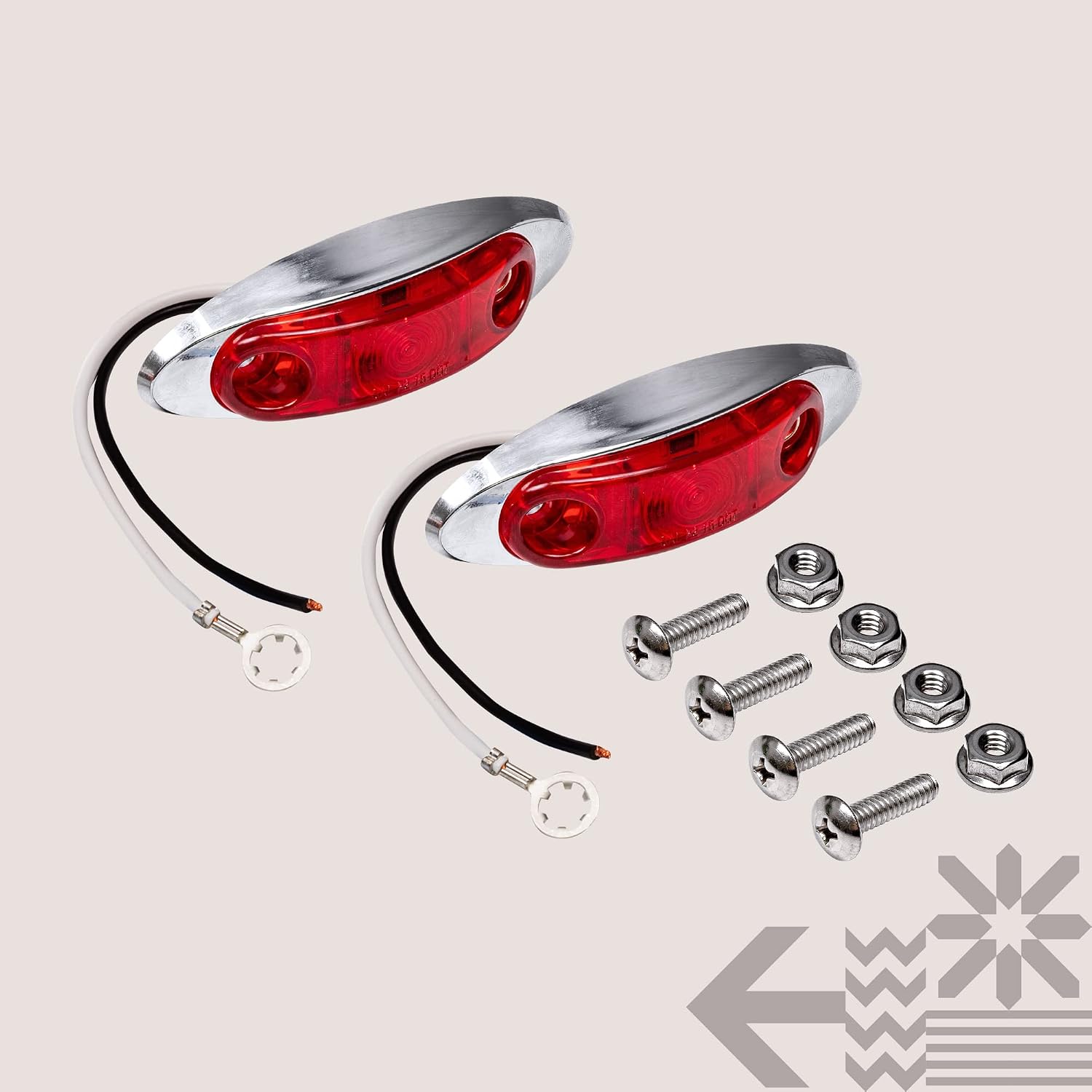 TRUE MODS 2pc 2.5" Amber Oval LED Trailer Marker Lights for Boat Trailer RV