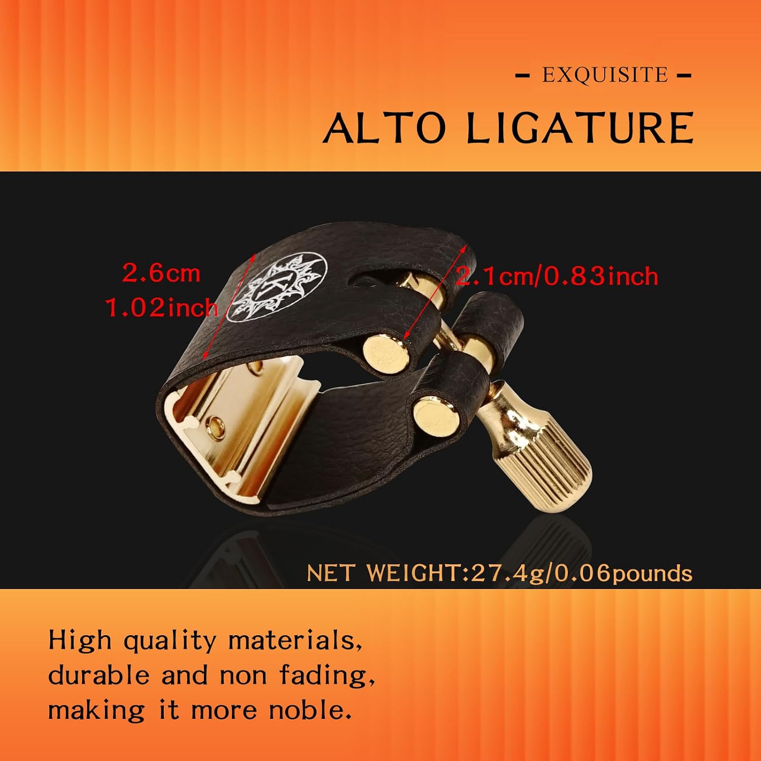 Alto Saxophone Ligature Fastener Compact Durable Artificial Leather for Alto Saxophone Rubber Mouthpiece