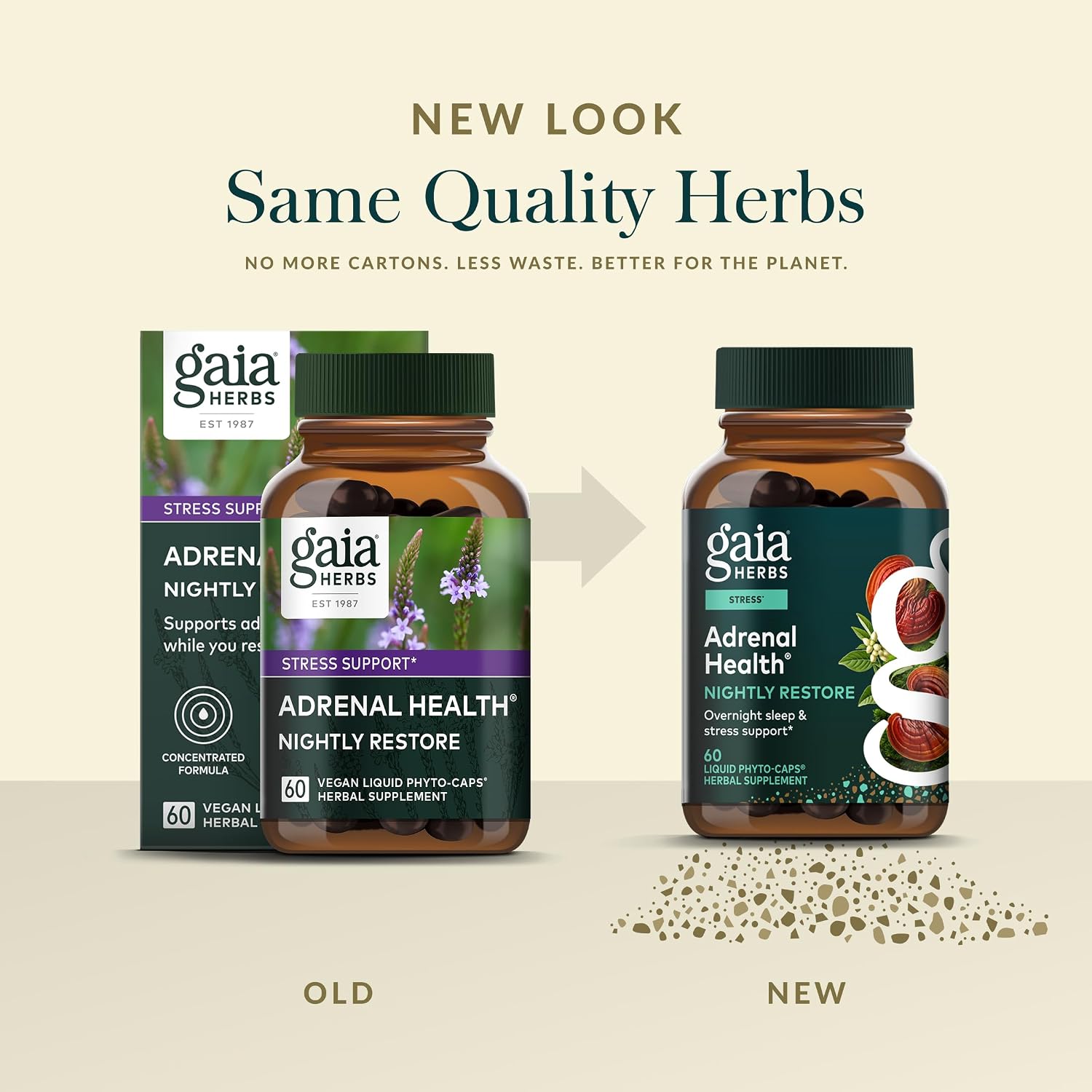 Gaia Herbs Adrenal Health Nightly Restore - Herbal Supplement with Ashwagandha, Magnolia Bark, Cordyceps, Lemon Balm & More* - 120 Vegan Liquid Phyto-Caps (60 Servings)