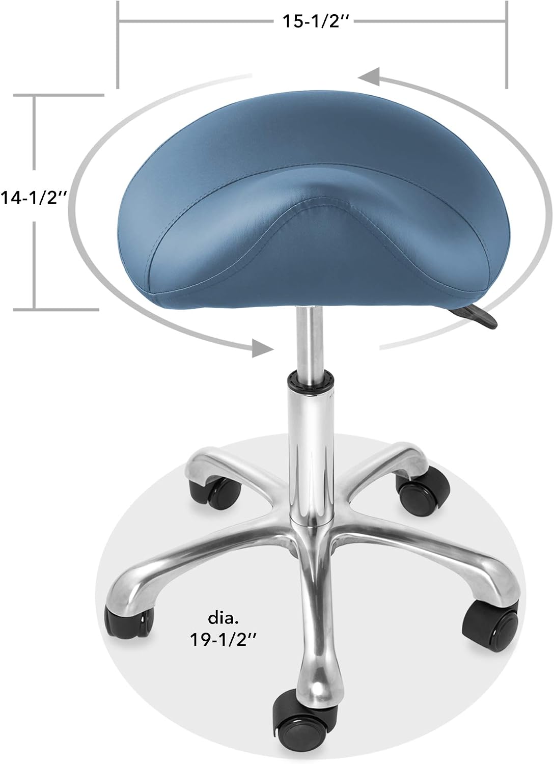 Saloniture Professional Ergonomic Saddle Stool, Black - Adjustable Hydraulic Seat, Rolling Spa Salon, Massage