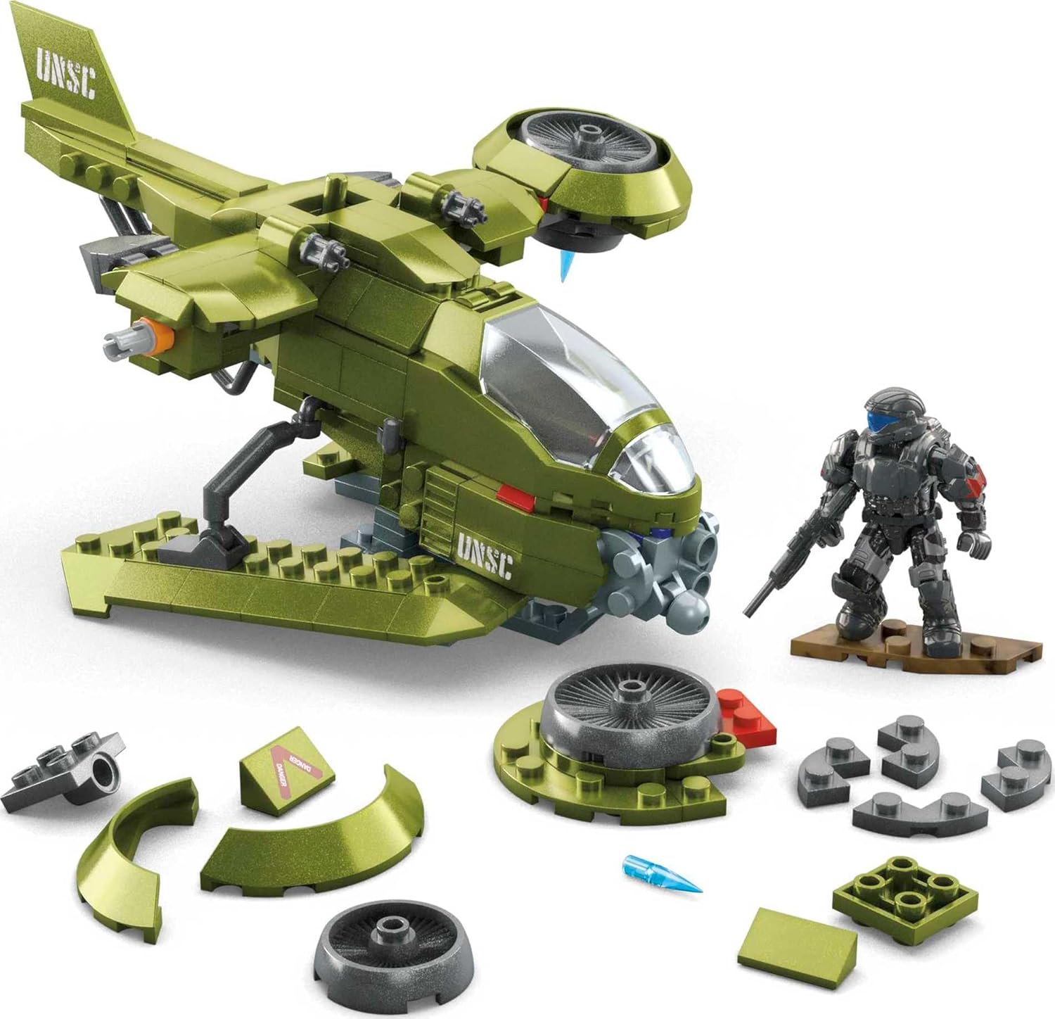 MEGA Halo Toy Vehicles Building Sets, UNSC Hornet Recon Aircraft with 2 Poseable, Collectable Micro Action Figures and Accessories