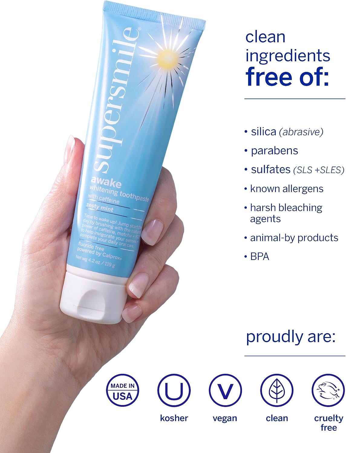 Supersmile Awake Zesty Mint Whitening Toothpaste, with Caffeine, 4.2 Oz