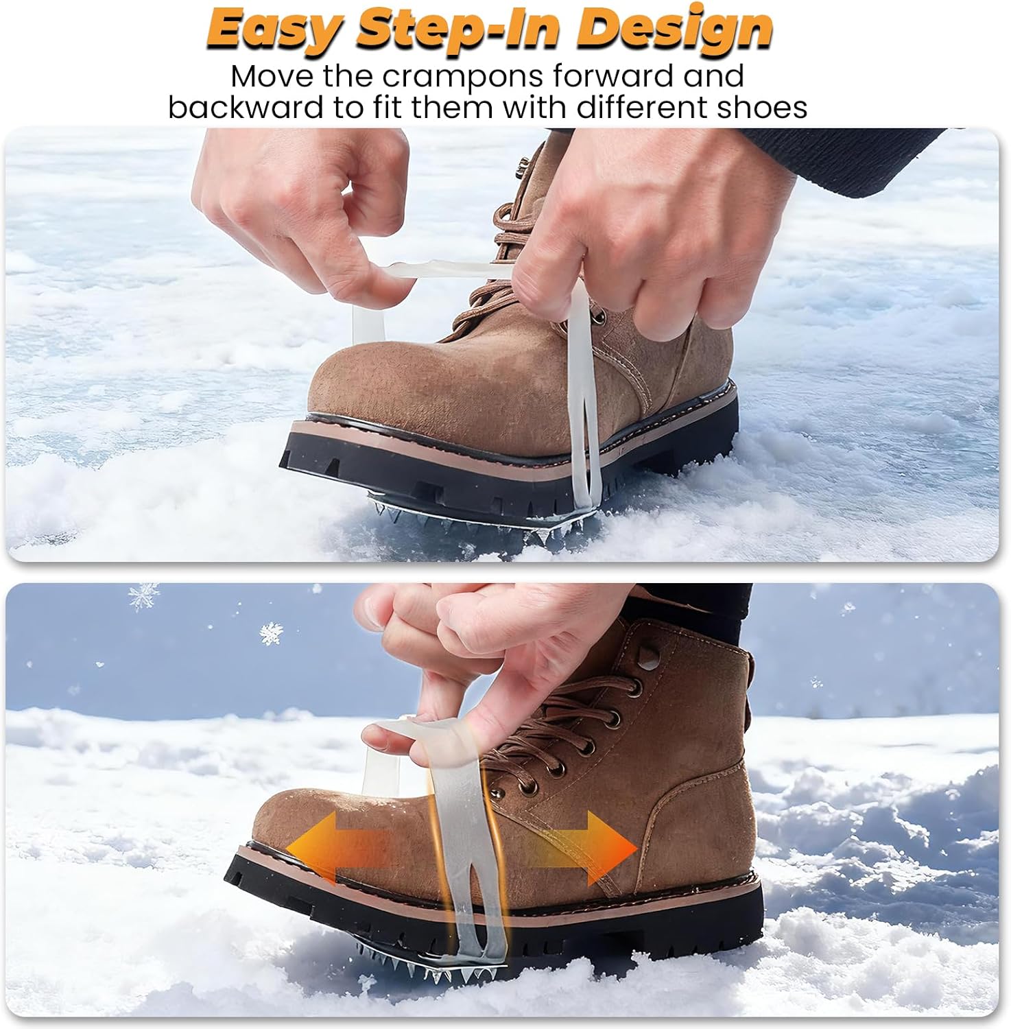 25-Spike Traction Cleats with Enhanced Grip | Anti-Slip Ice Cleats for Snow and Ice | Discreet Design | Easy On-Off Crampons