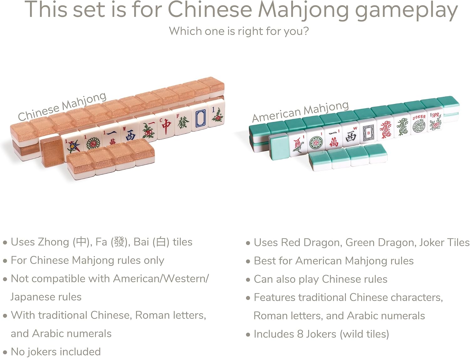 Yellow Mountain Imports Classic Chinese Mahjong Game Set, Emerald with 148 Medium-Size Translucent Green Tiles and Wooden Case