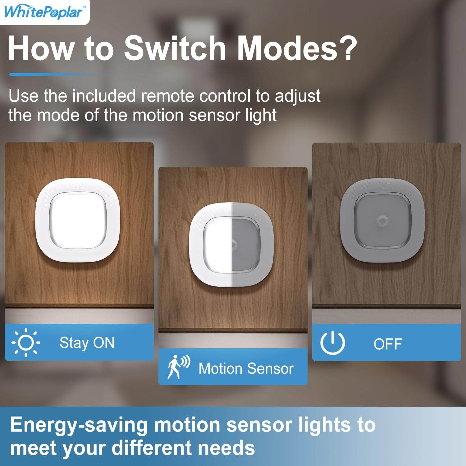 Motion Sensor LED Ceiling Light Battery Operated, Wireless 300LM Indoor