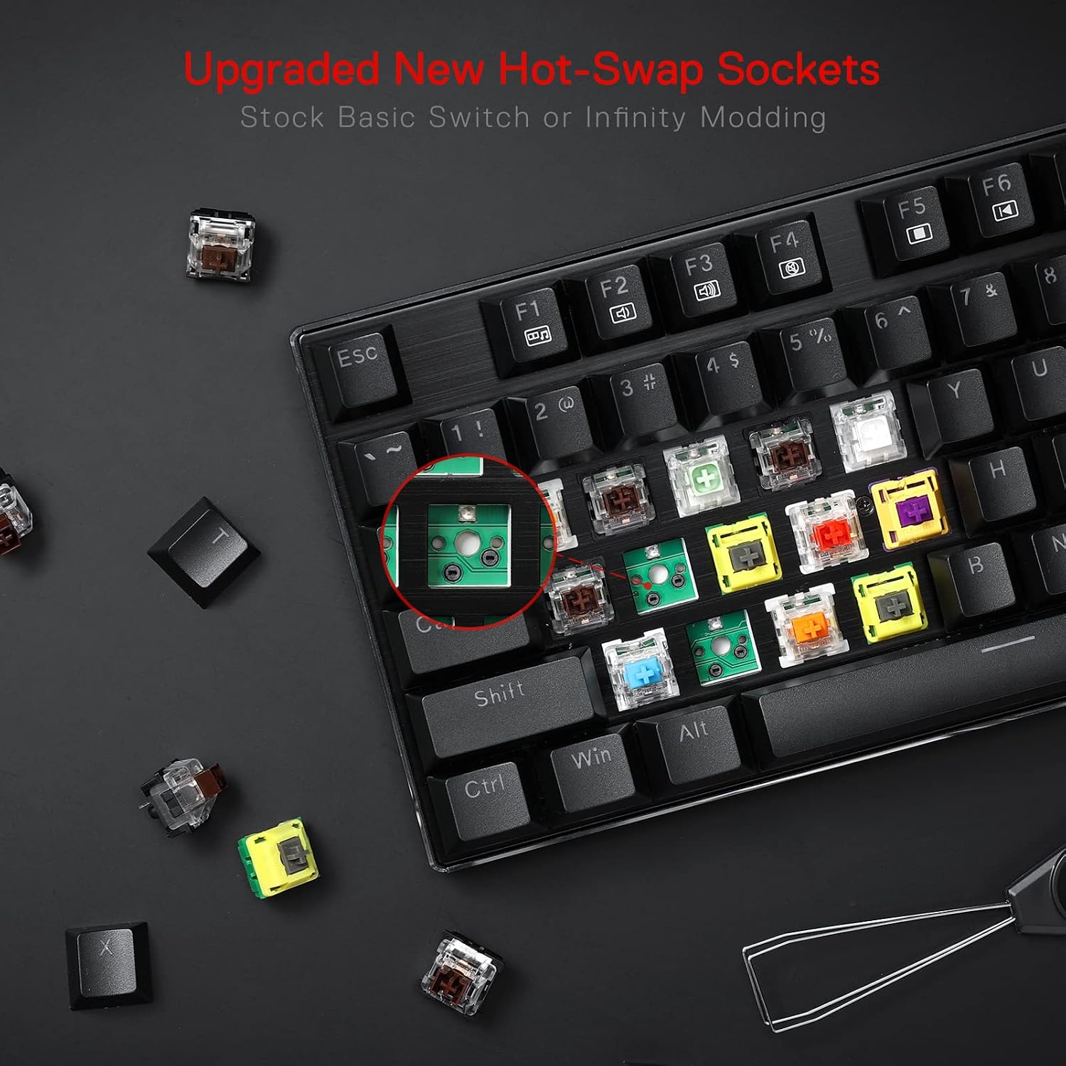 Redragon K556 Wired RGB Mechanical Gaming Keyboard, 104-Key Aluminum Board | Rock-Solid Metal Build, 20 Backlits Immersive ESports Vibe, Hot-swap Comfortable Tactile Brown Switch for Long-Time Typing