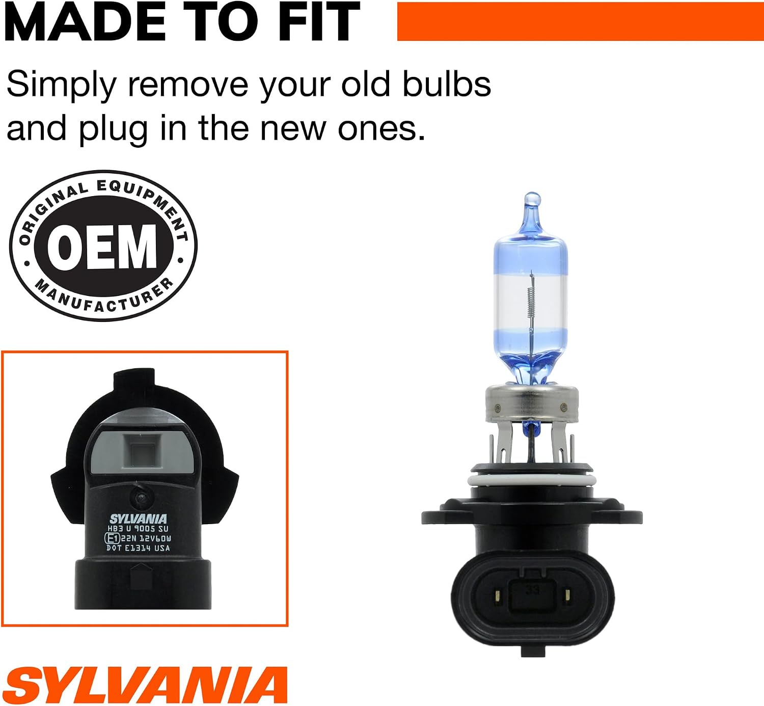 SYLVANIA - 9005 SilverStar Ultra - High Performance Halogen Headlight Bulb, High Beam, Low Beam and Fog Replacement Bulb, Brightest Down Road with Whiter Light, Tri-Band Technology (Contains 1 Bulb)