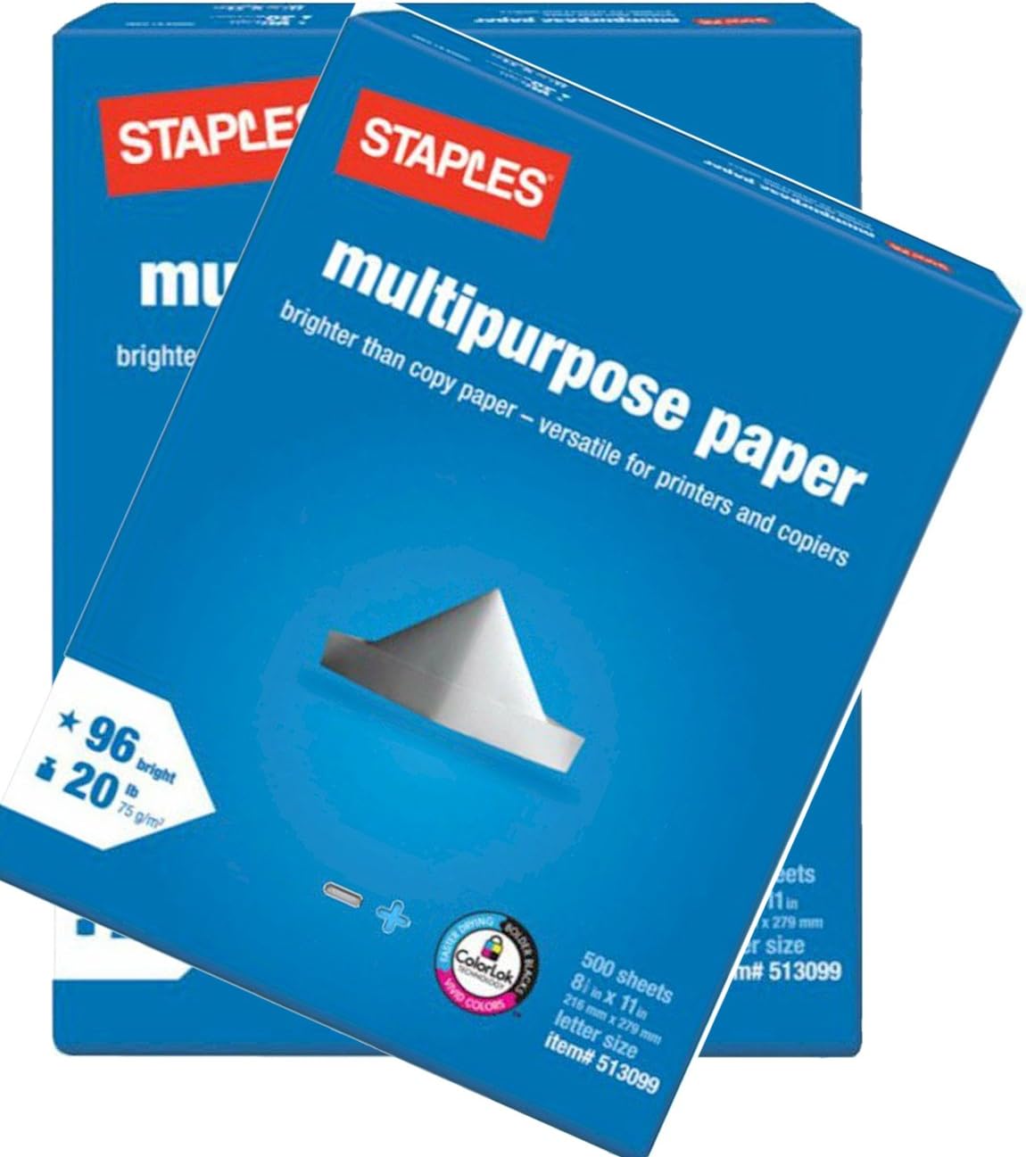 2 Pack: Staples Multipurpose Copy Fax Laser Inkjet Printer Paper, 8 1/2 Inch X 11 Letter Size, 20 Lb., 96 Bright White, Acid Free, Ream