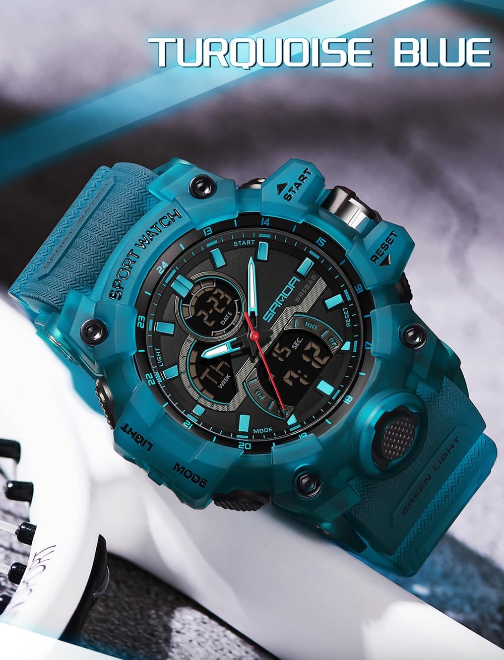 FANMIS Men Sports Outdoor Watch Analog Digital Multifunctional Black Watch | Black Sports Watch Casual Quartz Wristwatch Waterproof Military Wrist Watch Tactics LED Alarm Stopwatch Digital Watch for Men