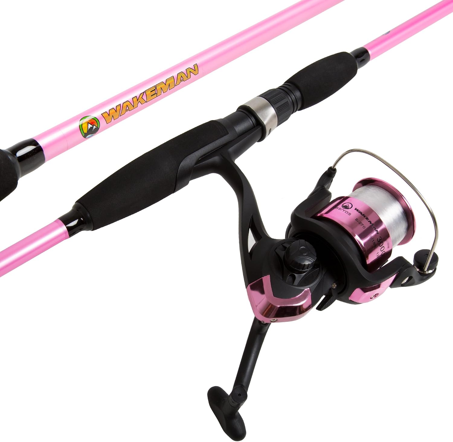 Fiberglass Fishing Pole - Strike Series 78-Inch Collapsible Rod and Spinning Reel Combo, EVA Handle, Pre-Spooled Reel, Fishing Gear for Catching Walleye, Bass, Trout, and More by Wakeman