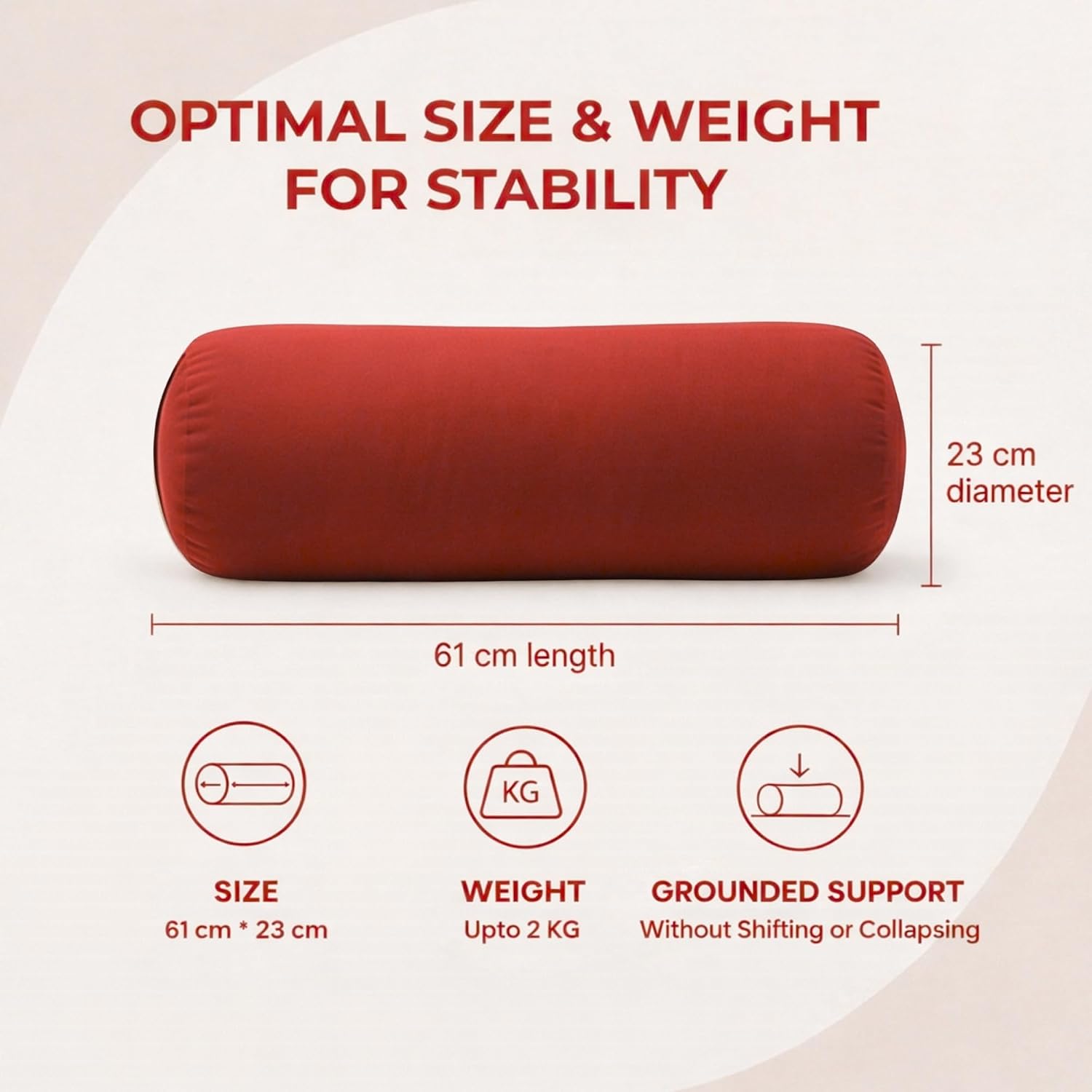 Yogikuti Iyengar Yoga Bolster for Restorative Yoga and Meditation – Lightweight Cotton Support Pillow with Handle for Easy Carry