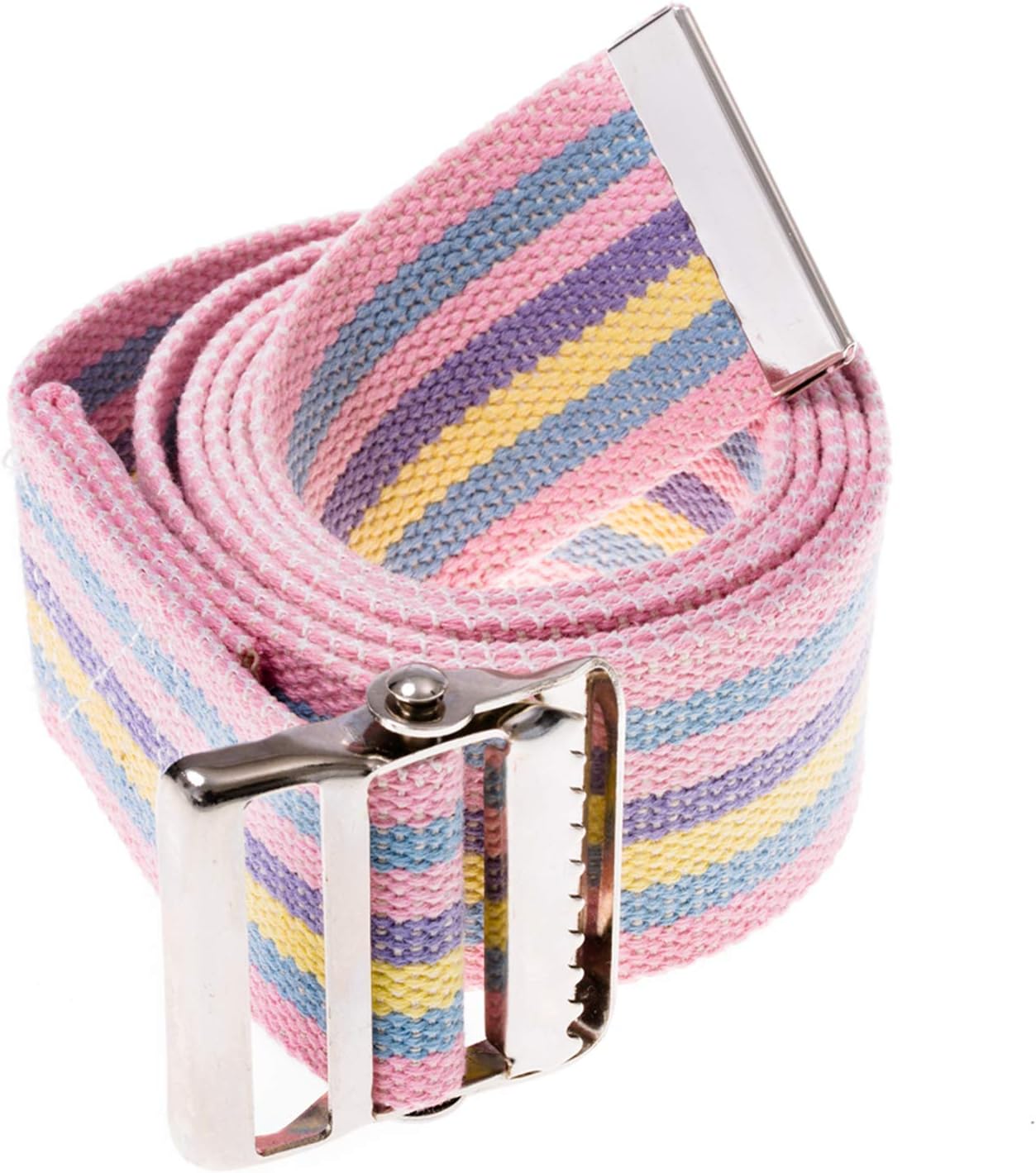 COW&COW Transfer and Gait Belt with Metal Buckle - Transfer Walking and Standing Assist Aid for Caregiver Nurse Therapist 2 inches (Beige with Stripes, 60")