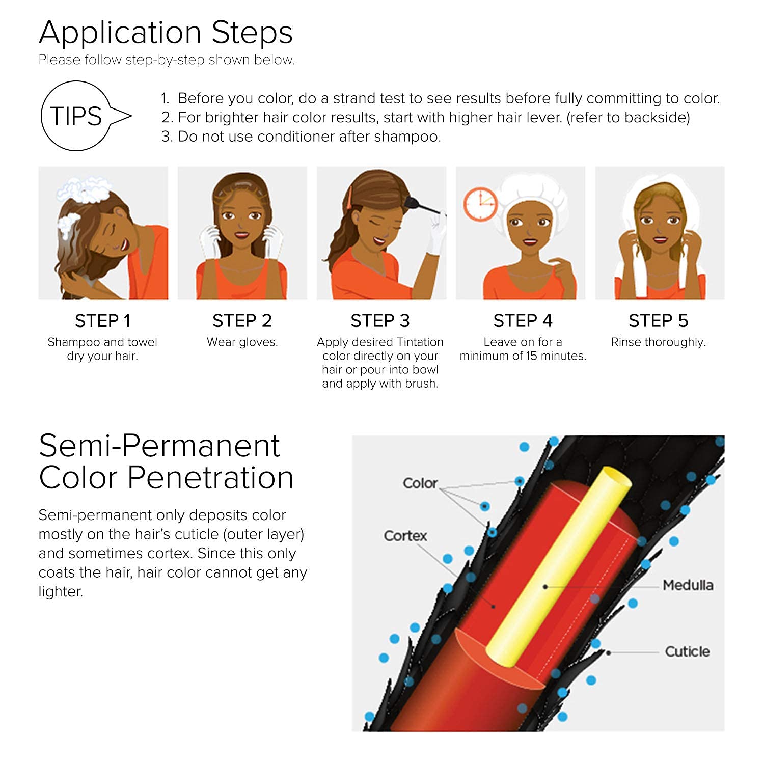 Red by Kiss Tintation Semi-Permanent Hair Color, Aloe Vera Water Based, Argan Oil, Olive Oil, Collagen & Keratin, Long-Lasting Color Dye (Honey Brown, 5 Fl Oz)