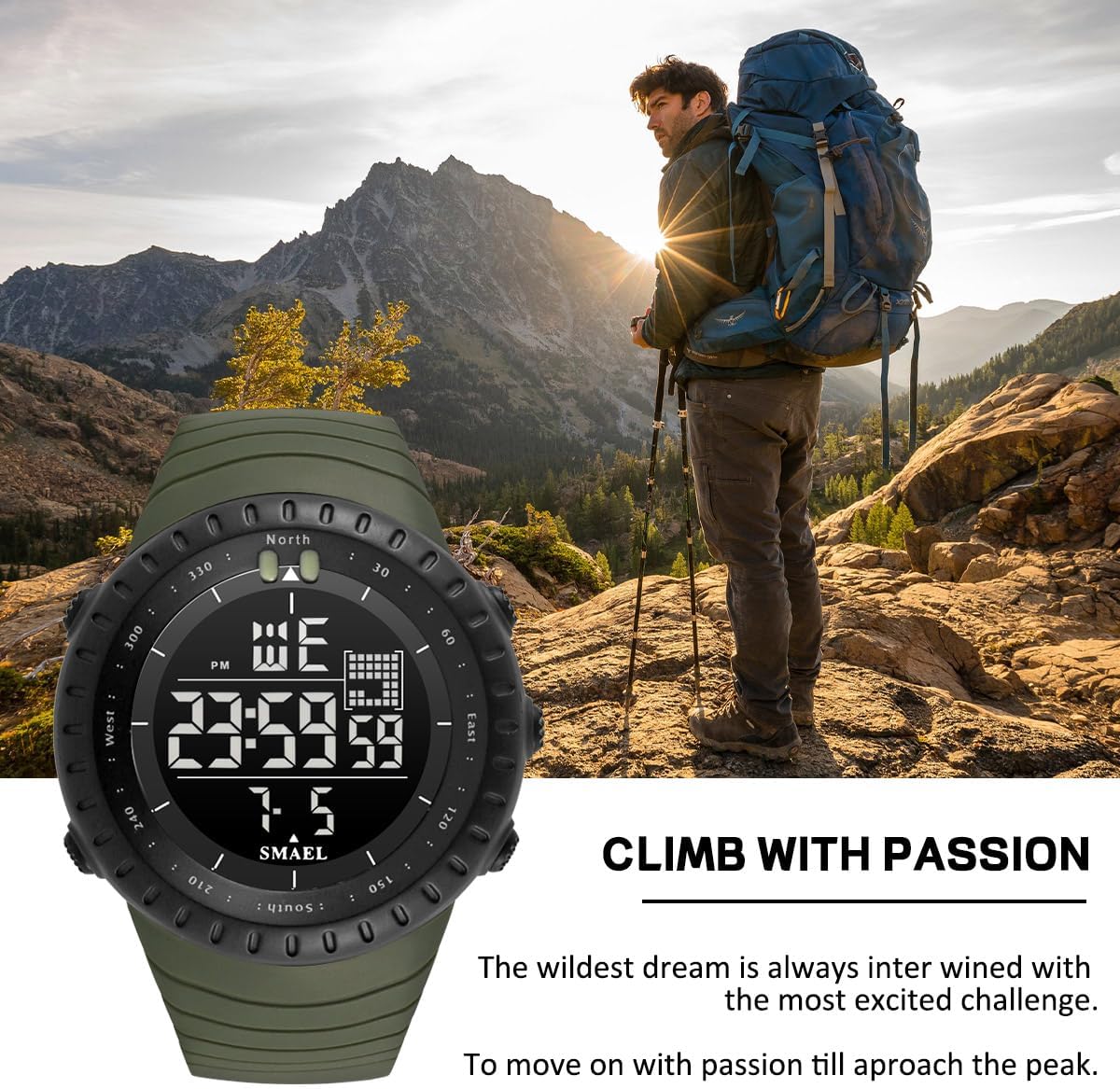 L LAVAREDO Mens Digital Watch Sports Military Watches Waterproof Outdoor Chronograph Wrist Watches for Men with LED Back Ligh/Alarm/Date