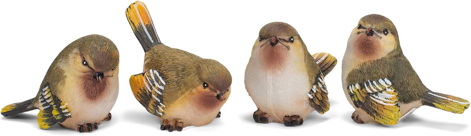 RAZ Imports Striped Wing Bird 2.5 x 2.25 inch Resin Decorative Tabletop Figurine Set of 4