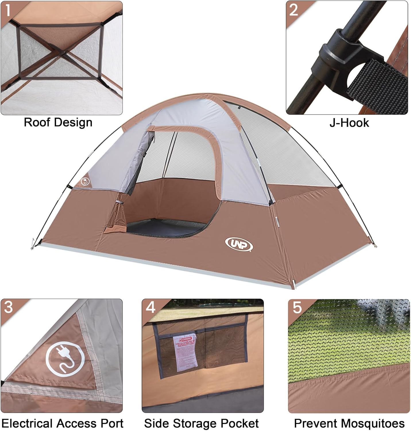 Camping Tent 2-4 Person, Waterproof Windproof Tent with Rainfly Easy Set up-Portable Dome Tents for Camping…
